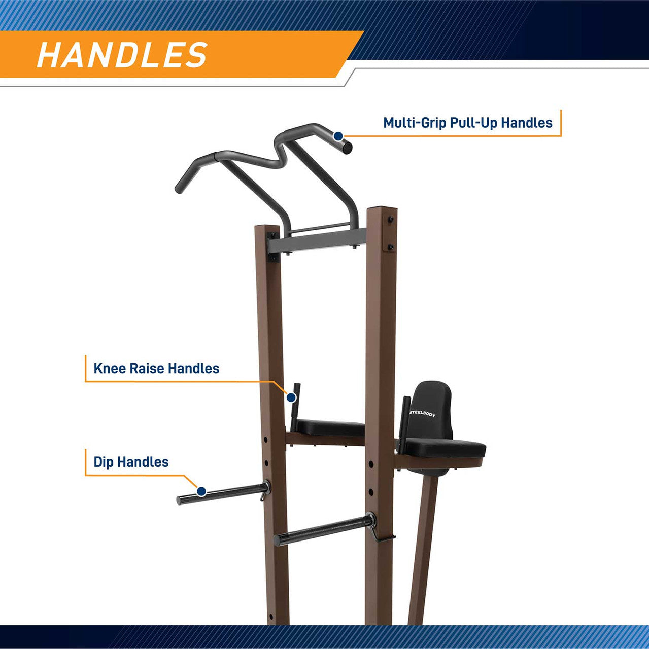 SteelBody STB 98501 Power Tower - Heavy Duty Pull Up & Dip Station for Home Gym - Perfect for Strength Training, Calisthenics & Full Body Workouts