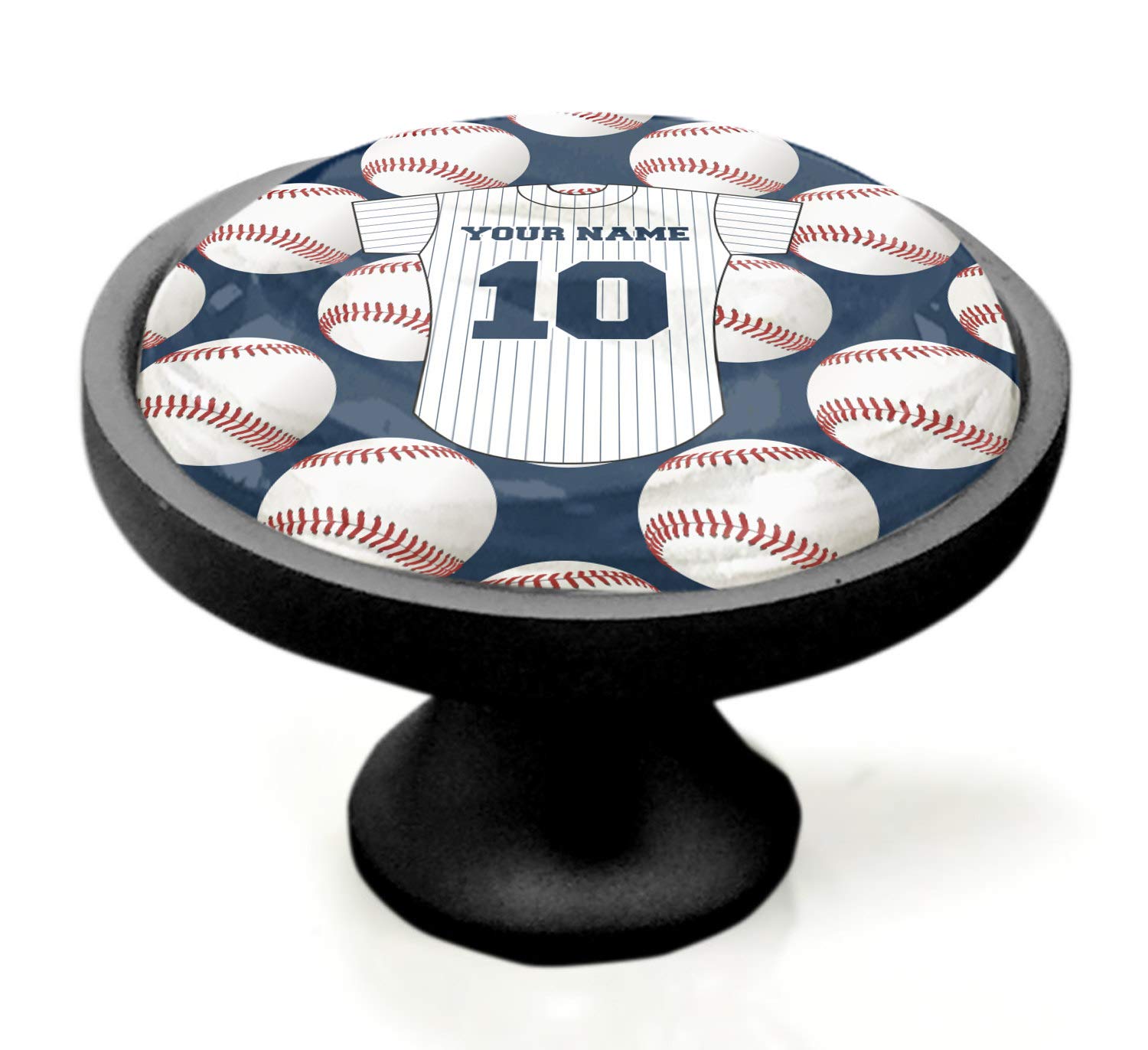 Custom Baseball Jersey Cabinet Knob - Black - Unique Baseball-Themed Drawer Pull for Kitchen, Bathroom & Furniture - Perfect for Sports Fans & Home Decor
