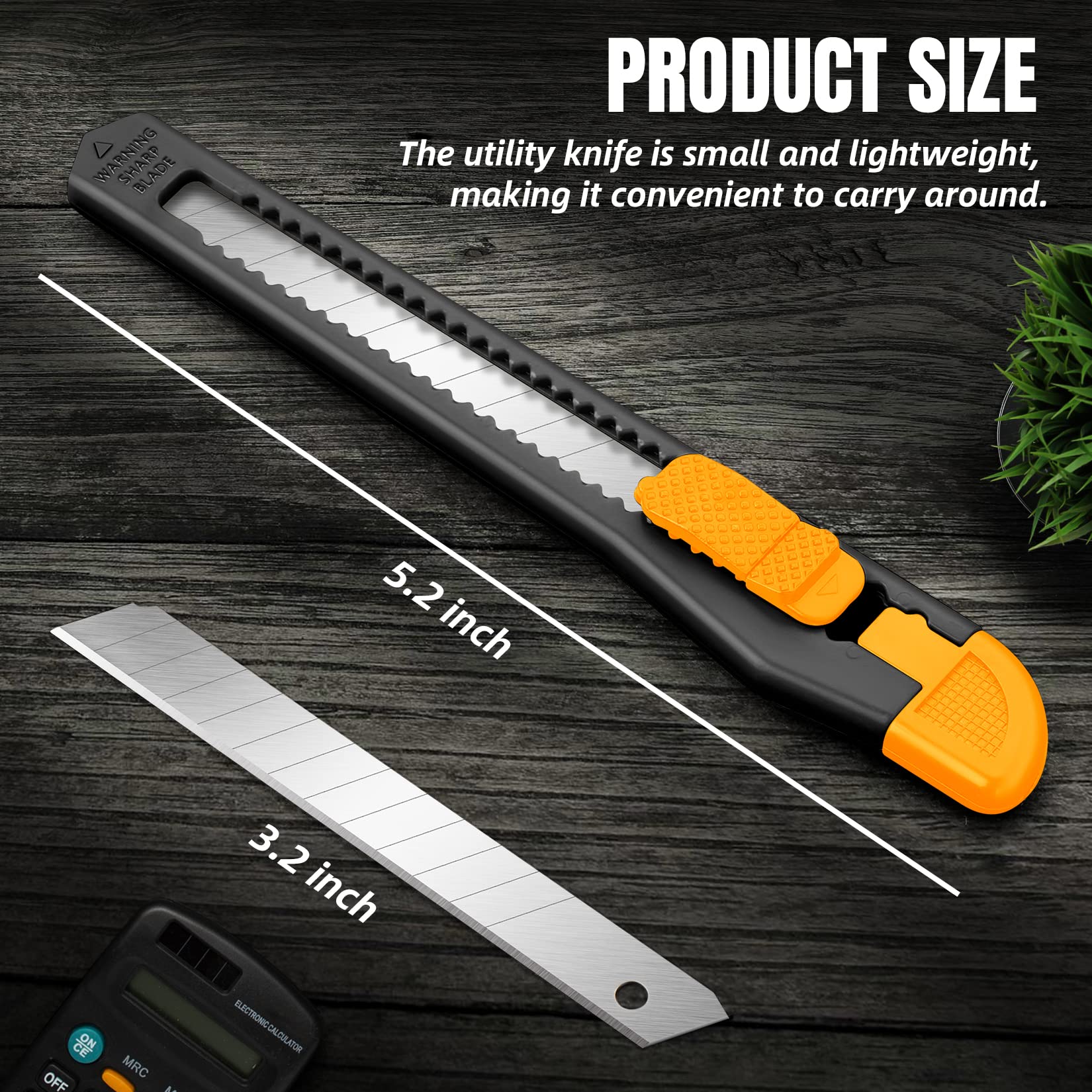 4 Pack Retractable Utility Knife with 9MM Snap-Off Blades - Heavy Duty Box Cutter for Cardboard, Wrapping, Packages - Exacto Knife for Office, Home, School, Warehouse & DIY Projects - Safe Razor Knife for Opening Boxes, Crafts & Shipping Supplies