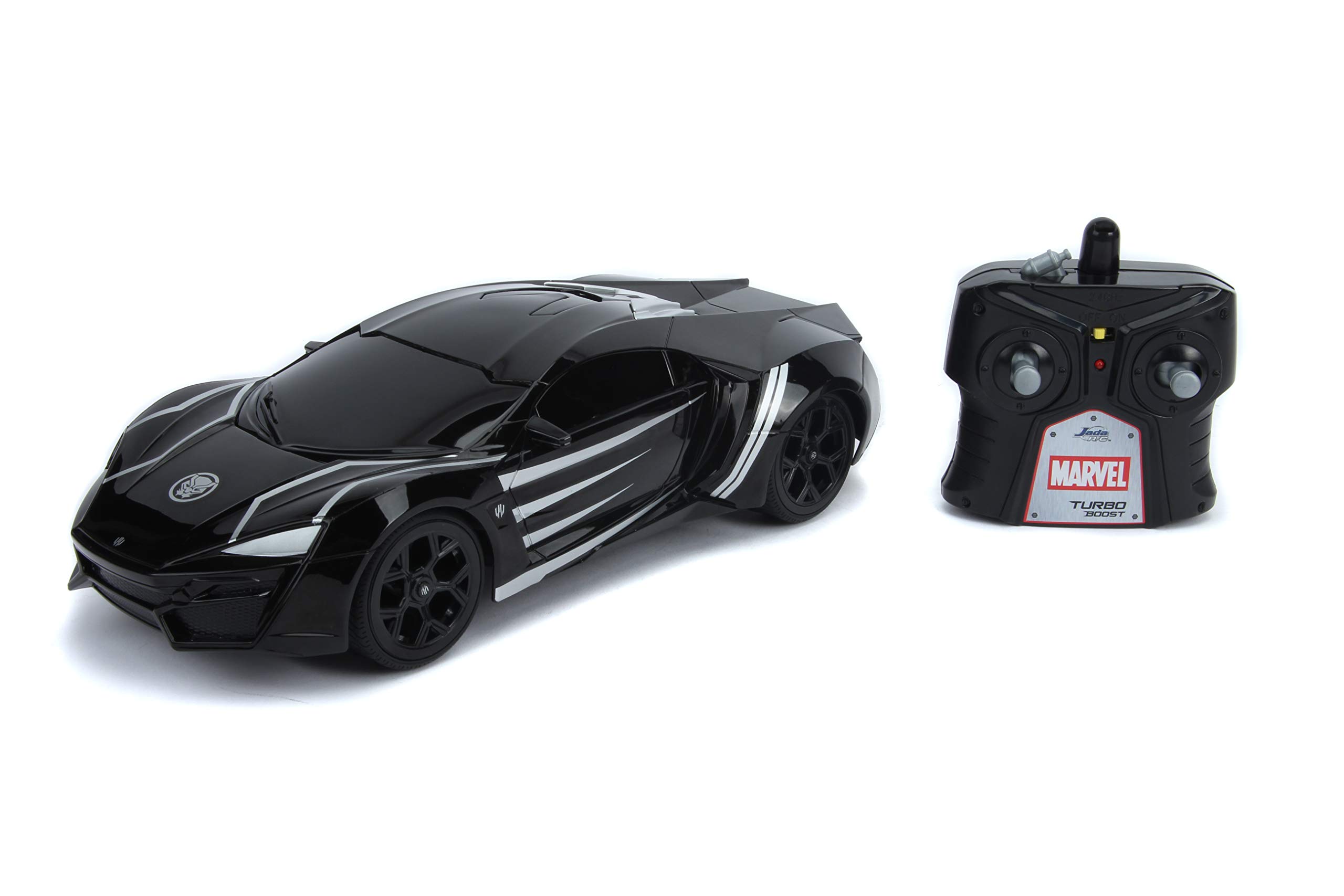 Marvel Black Panther 1:16 Scale Lykan Hypersport RC Car - Remote Control Racing Vehicle for Kids & Adults | Collectible Toy for Superhero Fans & Indoor/Outdoor Play