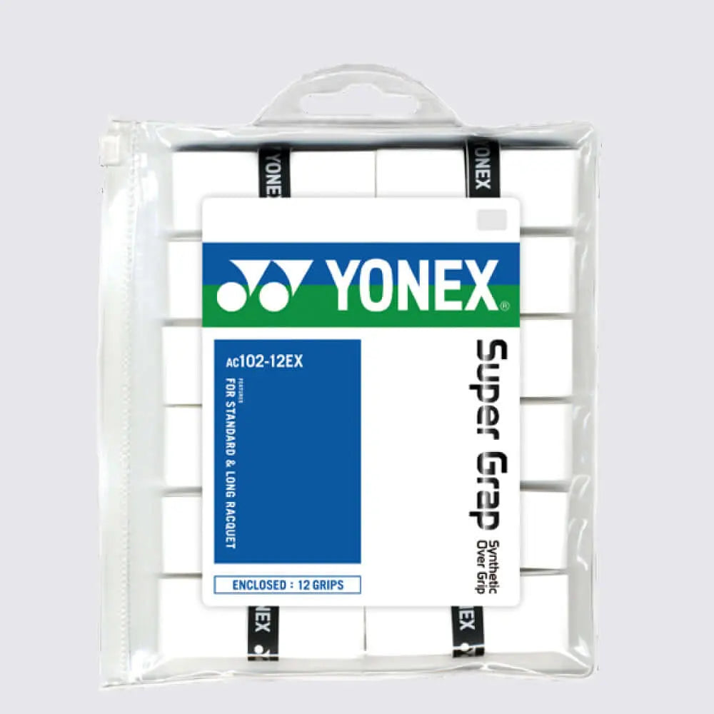 Yonex AC102 12EX Super Grap Overgrip for Tennis Badminton Rackets - 12 Pack (12 Wraps) - Perfect for Enhanced Grip & Sweat Absorption During Intense Matches
