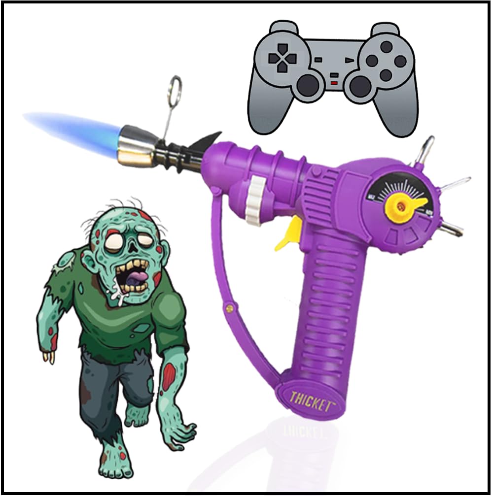 Raygun Torch Lighter - Adjustable Flame & Safety Lock - Purple Windproof Butane Lighter for Cigars, Candles, Camping & Outdoor Use