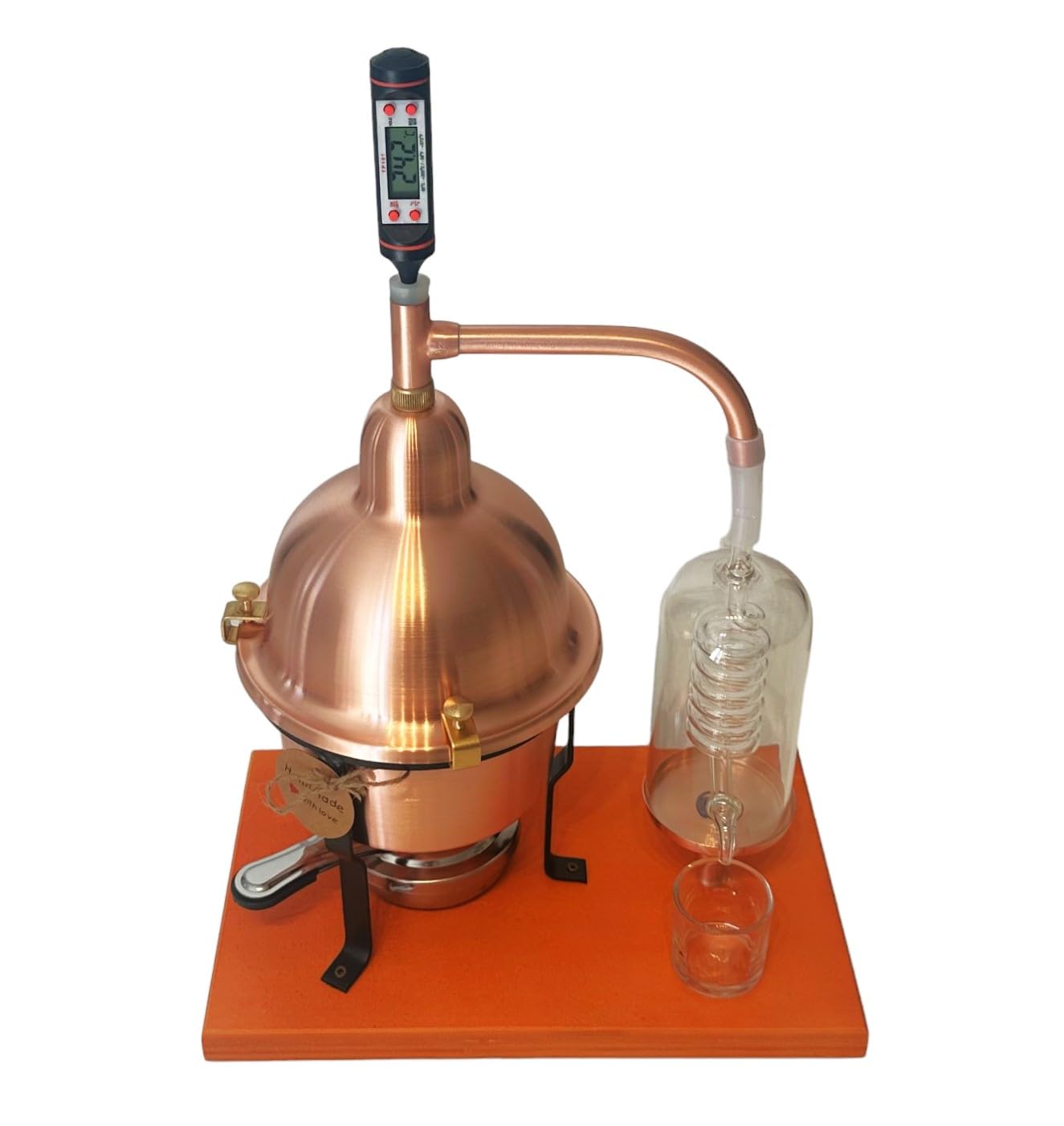 Premium Alembic Copper Essential Oil Distiller with Glass Condensing Coil - Perfect for Home Aromatherapy, DIY Essential Oils & Herbal Extractions