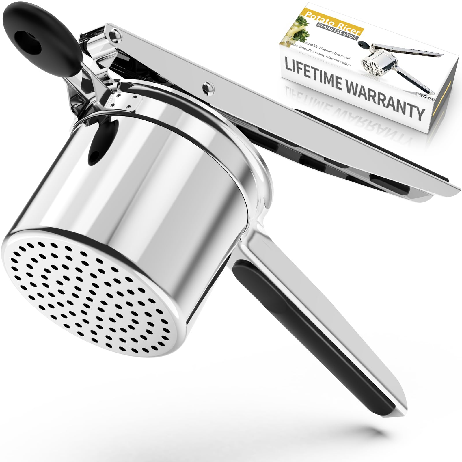 SPEENSUN 15oz Heavy Duty Stainless Steel Potato Ricer & Masher - Professional Kitchen Tool for Fluffy Mashed Potatoes, Spaetzle Maker with Fixed Disc & Non-Slip Silicone Handle - Perfect for Home Cooking, Restaurants, and Meal Prep
