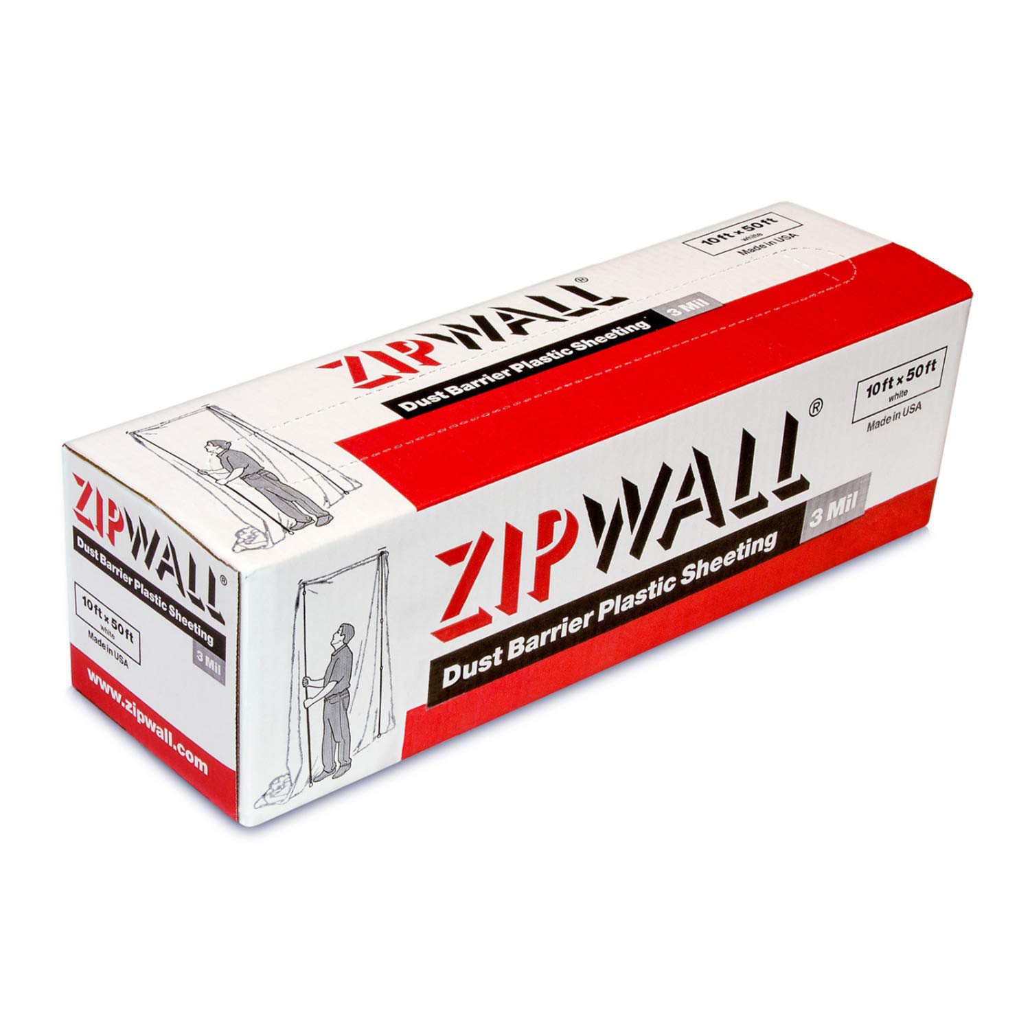 Zipwall 10-Ft ZipPole Dust Barrier System with 4 Plastic Sheets - Professional Drywall Dust Containment for Home Renovation & Construction Projects