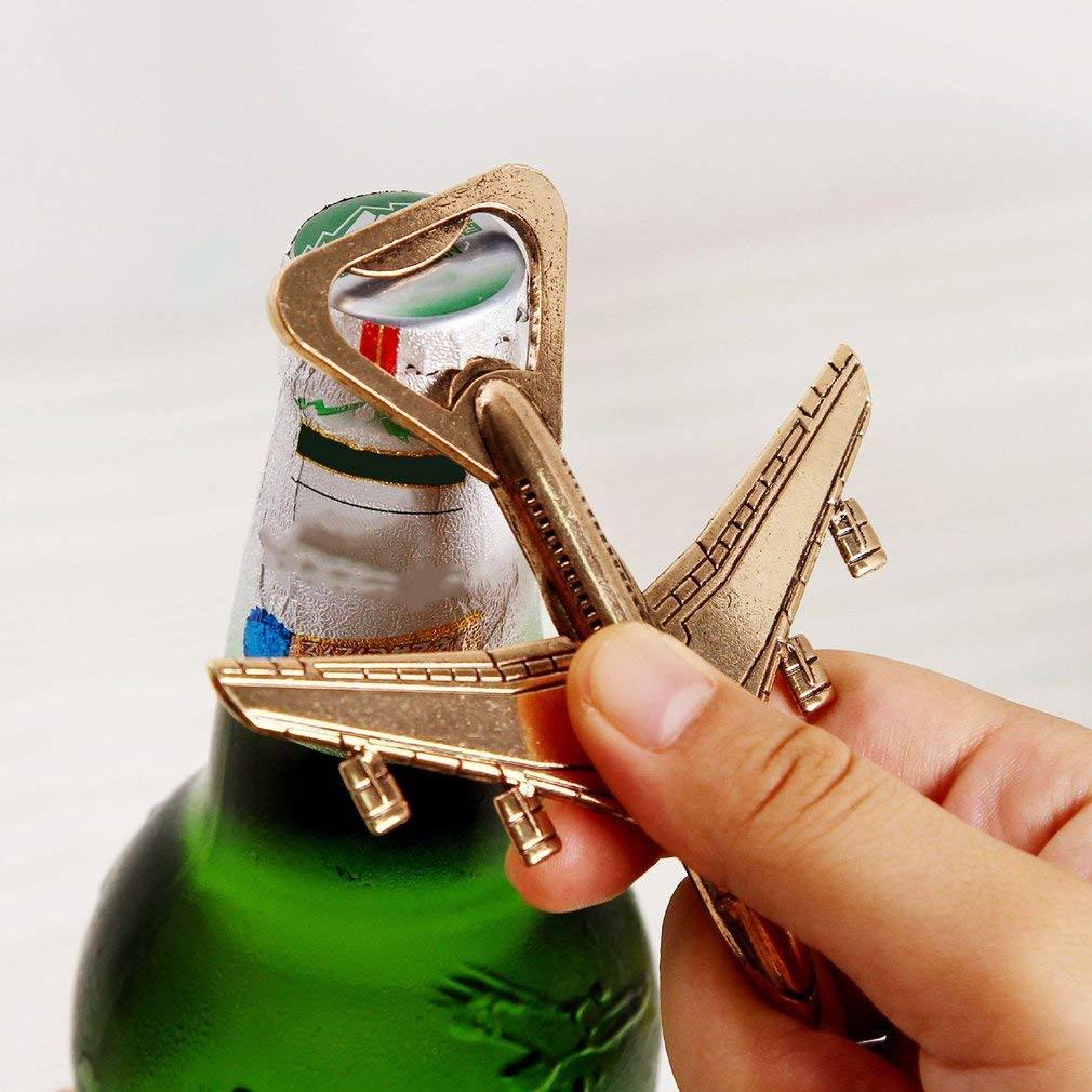 Vintage Airplane-Shaped Corkscrew Bottle Opener - Aluminum Alloy Beer Opener for Wedding Gifts, Party Favors & Kitchen Use - Perfect for Travel, Aviation Enthusiasts & Home Bars