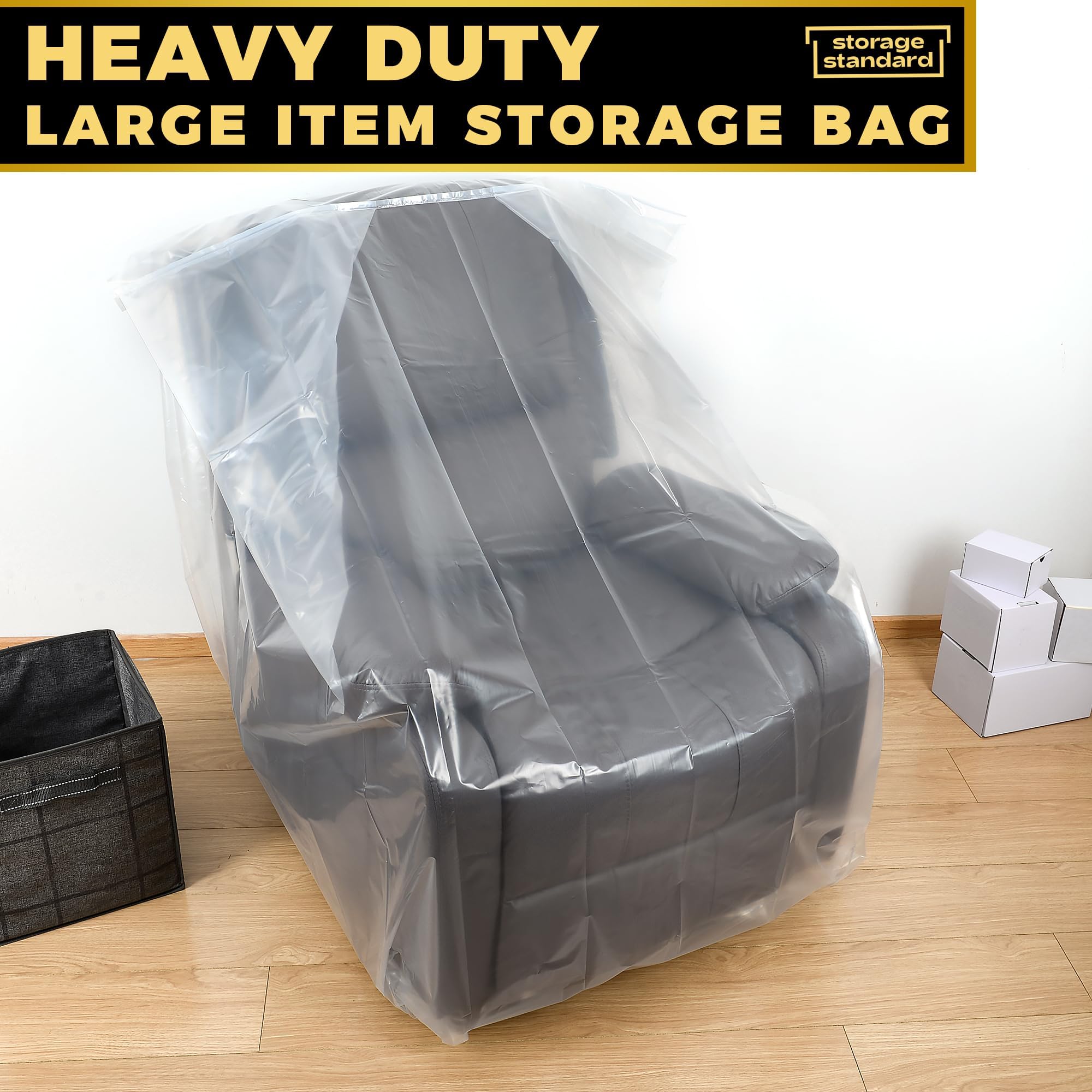 Heavy-Duty Plastic Furniture Covers - Waterproof Chair Protectors for Moving & Storage (64x42x34in) - Perfect for Armchairs & Recliners