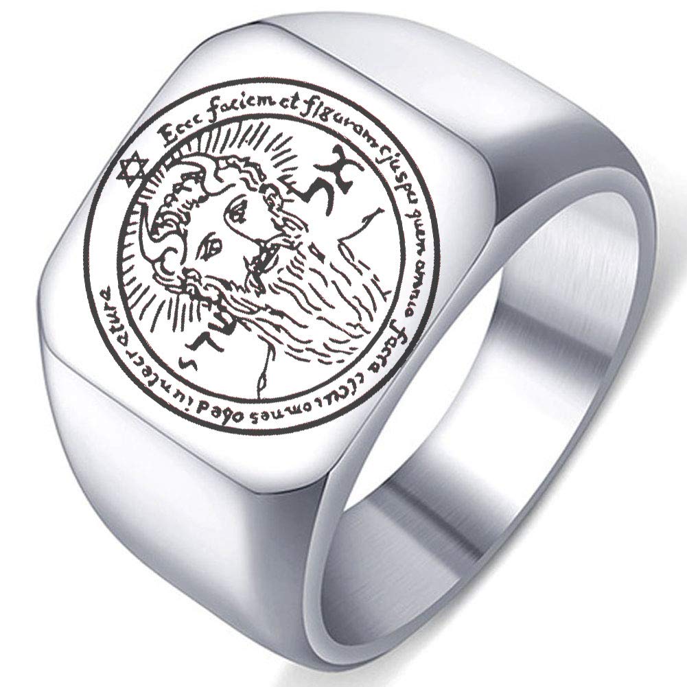 Solomon Sun Pentacle Ring - Stainless Steel Amulet for Protection & Magic