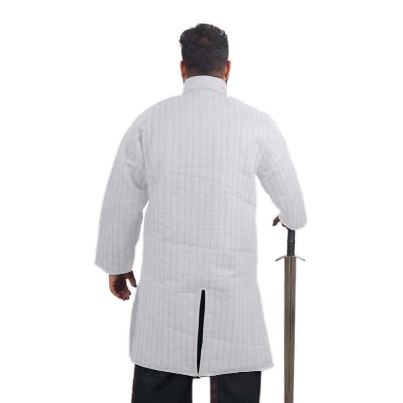 THE MEDIEVALS Medieval Thick Padded Gambeson Coat - Full Length Aketon Jacket Armor for LARP, Cosplay & Historical Reenactment