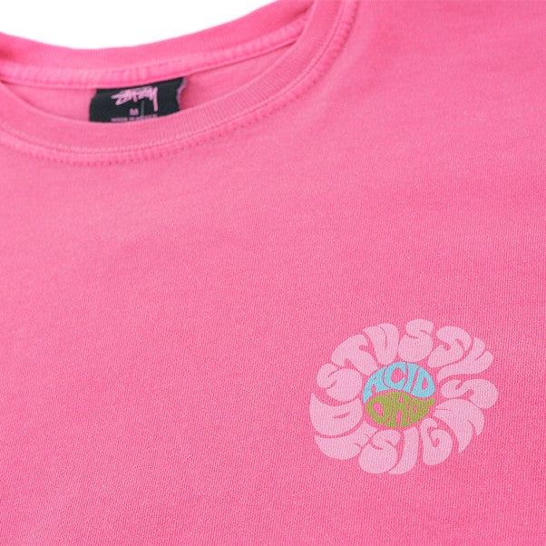 STUSSY Acid Drop Pig Dyed Tee Rose - Vintage Graphic T-Shirt for Men & Women - Streetwear Fashion for Casual Wear & Urban Outfits