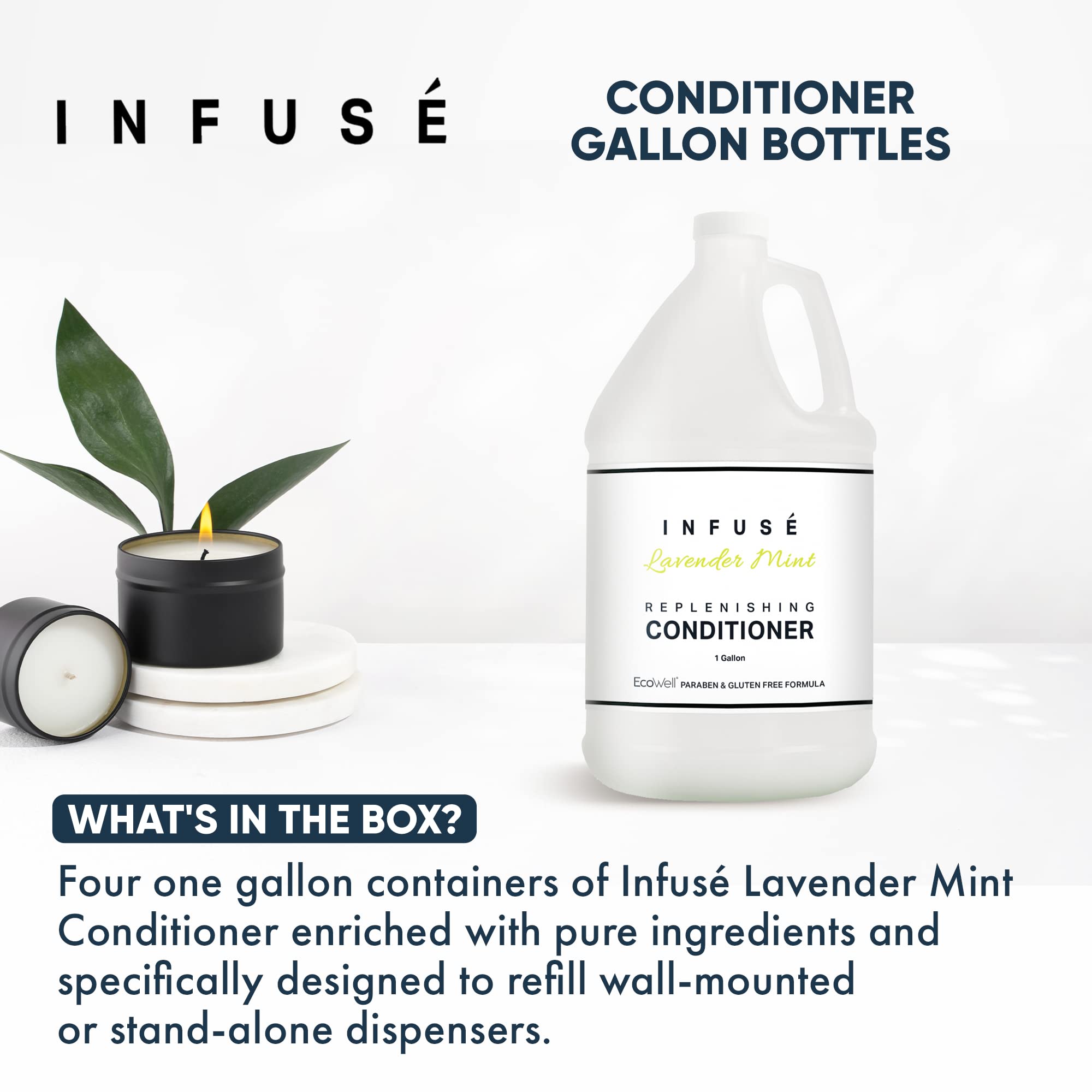 **Terra Pure Infuse Lavender Mint Hotel Conditioner - 1 Gallon (4 Gallons Bulk) | Refillable Dispenser for Hospitality & Vacation Rentals | Spa, Hotel, Airbnb Amenities**