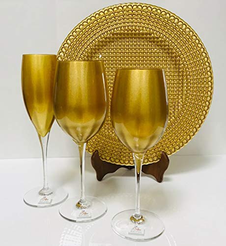 Premium Gold Glass Charger Plates - Set of 6 Elegant 12.5