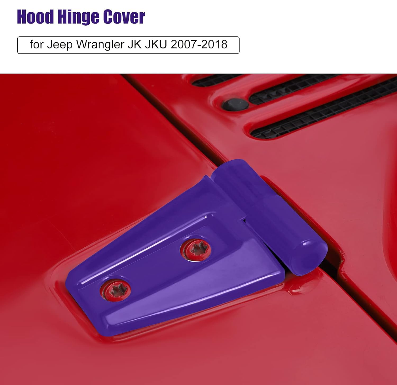2PCS Purple Hood Hinge Cover Trim Accessories Compatible with Jeep Wrangler JK JKU & Unlimited 2007-2018 - Durable Protection & Custom Style Upgrade for Off-Road Adventures