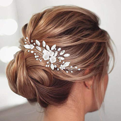 Gorais Silver Crystal Bridal Hair Comb - Floral Wedding Hair Accessories for Women & Girls | Perfect for Bridal Showers, Weddings & Special Occasions