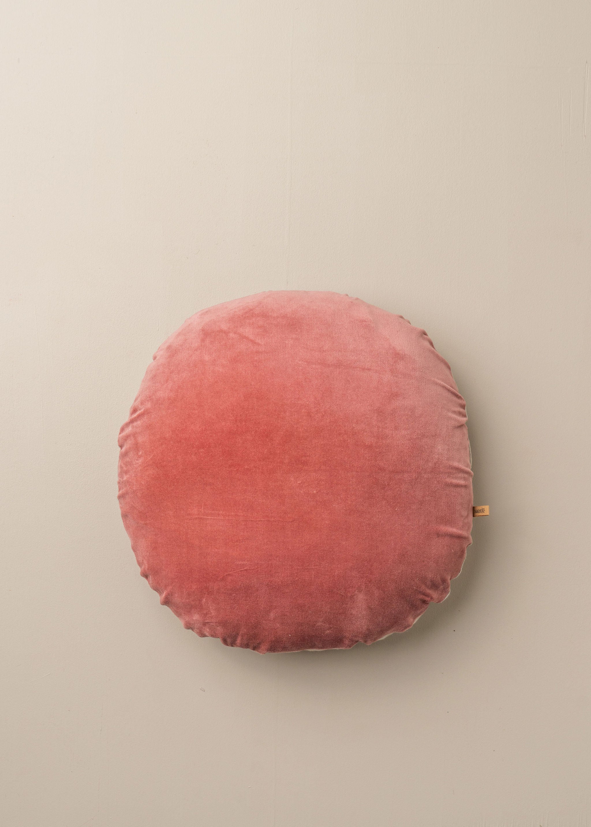 Linen and Velvet Round Throw Pillow Cushion Cover - Soft and Stylish Home Decor for Sofa, Bed, Chair - Guava Color for Boho, Farmhouse, or Modern Living Room Decor