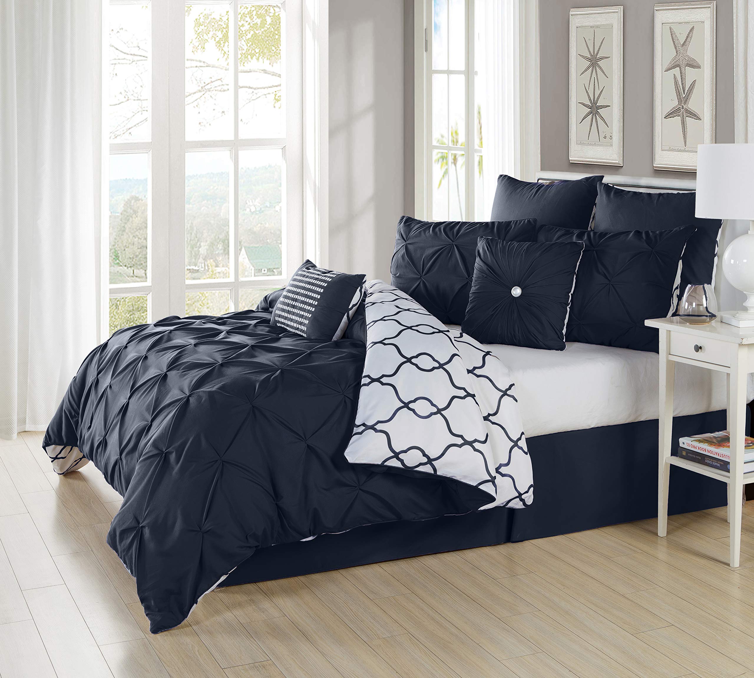 Duck River Textiles Easy Comforter Set - Navy Blue Soft Bedding for Queen/King Size - Perfect for Cozy Bedrooms & Guest Rooms