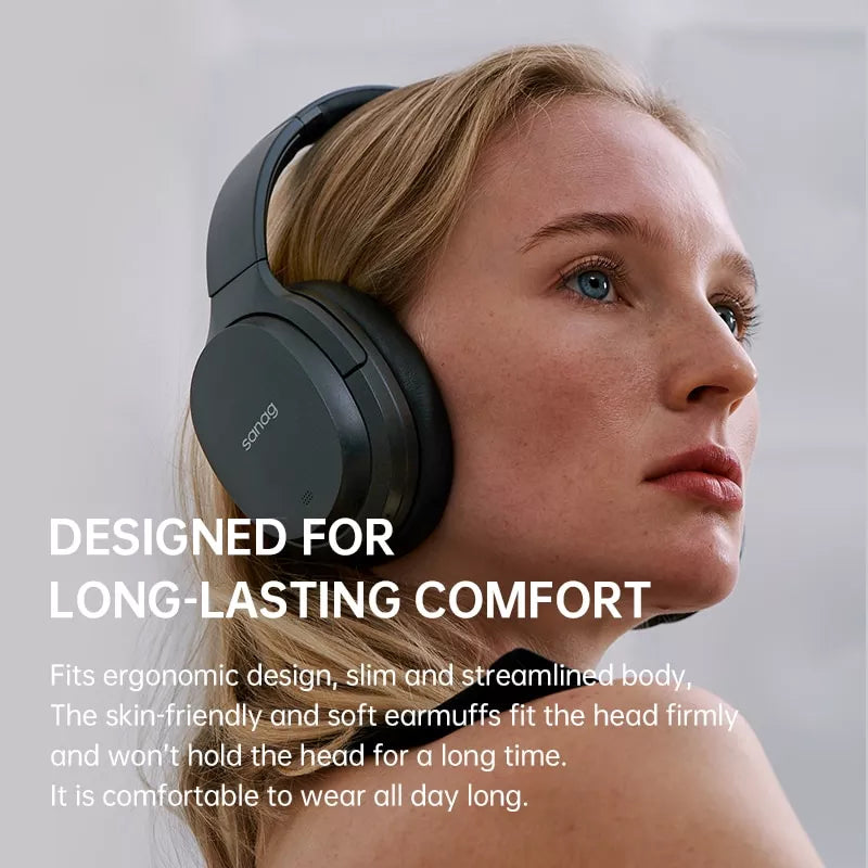 Sanag B6S Pro Wireless Bluetooth Headphones - Over Ear Noise Cancelling Headset with Mic for Travel, Work, and Gaming