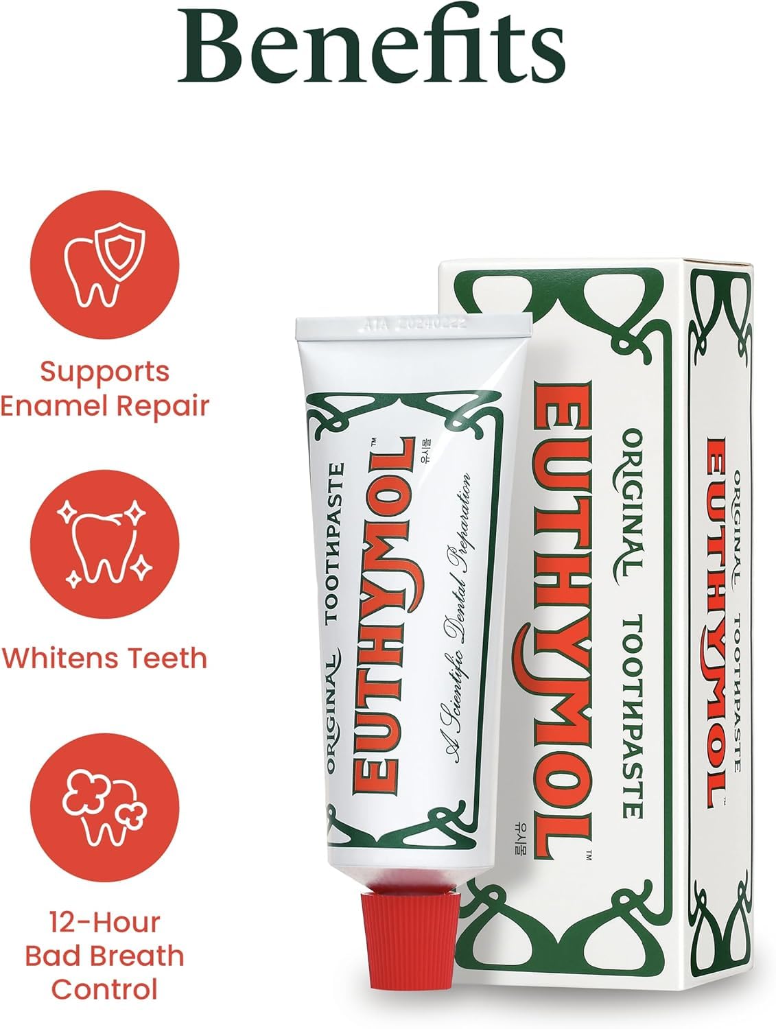 Euthymol Natural Fluoride-Free Toothpaste - Strong Mint Flavor for Fresh Breath, Plaque & Tartar Control - 3.7oz Travel Size in Recyclable Aluminum Tube | Classic Pink Formula for Daily Oral Care at Home & Travel