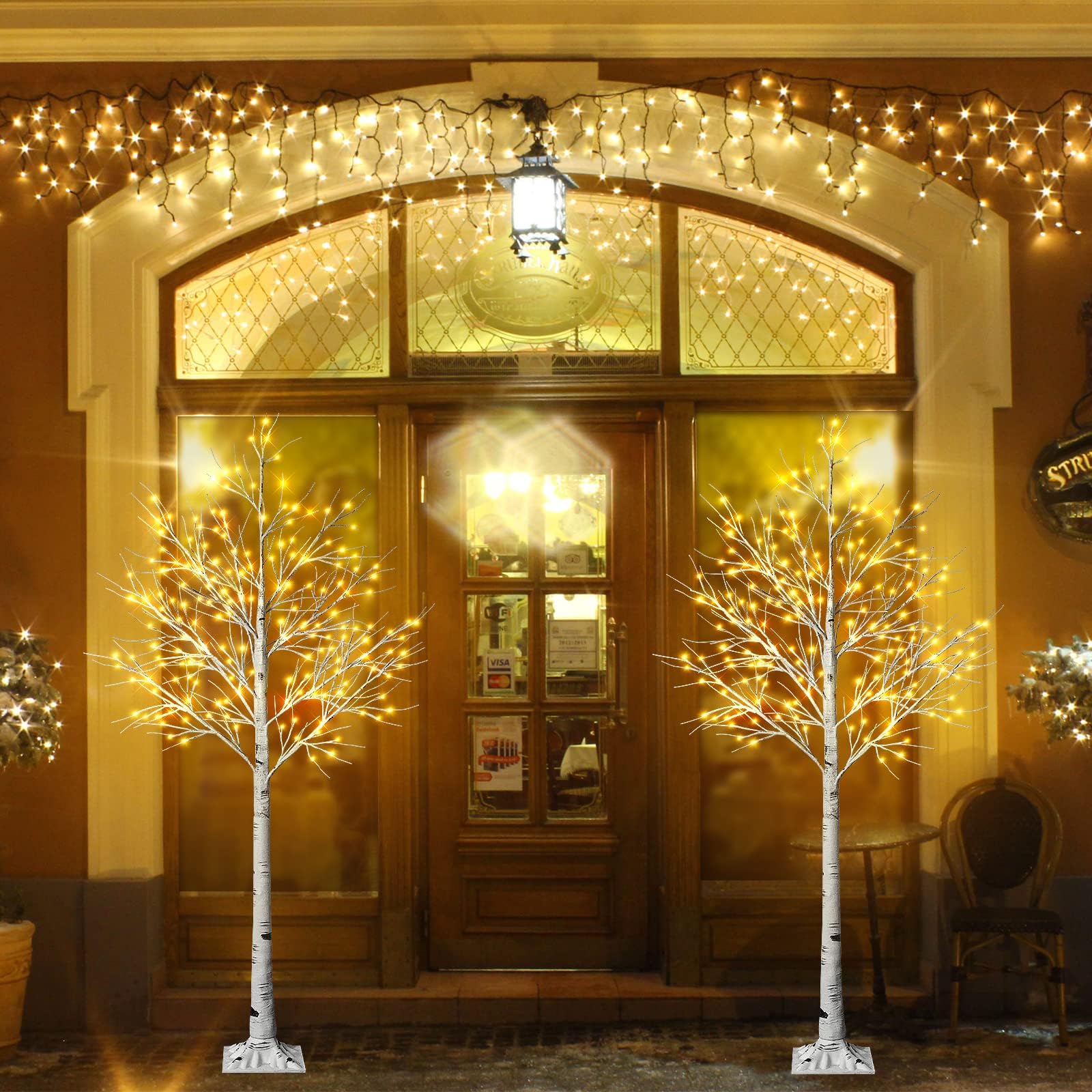 6FT Birch Tree with Fairy Lights - 160 LED Warm White Dimmable Christmas Decor with Remote (8 Lighting Modes) for Wedding, Party & Home Decor | Includes Plug & Base | Perfect for Indoor Holiday, Living Room & Bedroom Decoration
