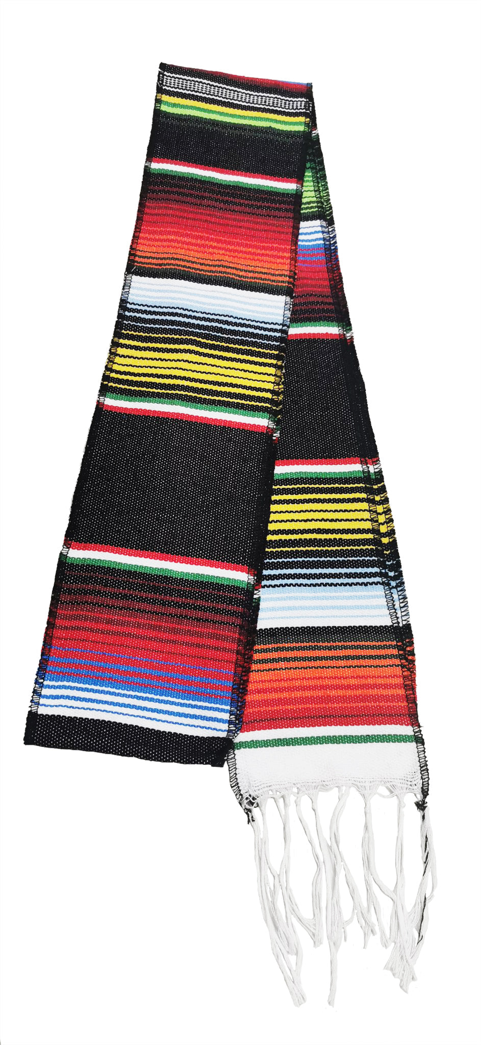 Authentic Black Mexican Serape Graduation Stole - Traditional Hispanic Sash for Graduation Ceremony, Cultural Events & Fiesta Celebrations