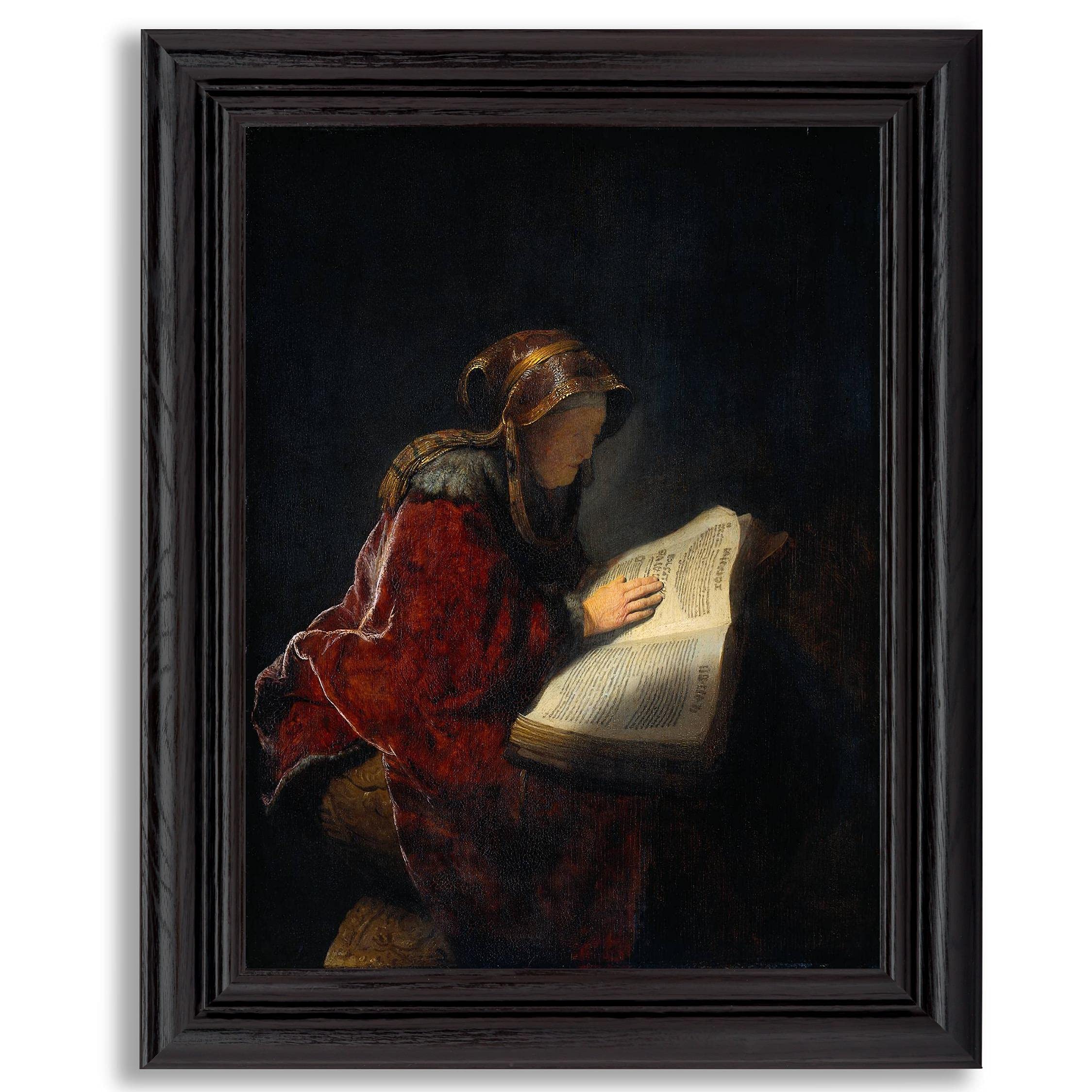 Van Rijn Rembrandt The Prophetess Anna Framed Wall Art Print - Fine Art Reproduction Painting in Wood Frame - Home & Office Decor for Living Room, Bedroom, Study - Perfect Gift for Art Lovers & Interior Design