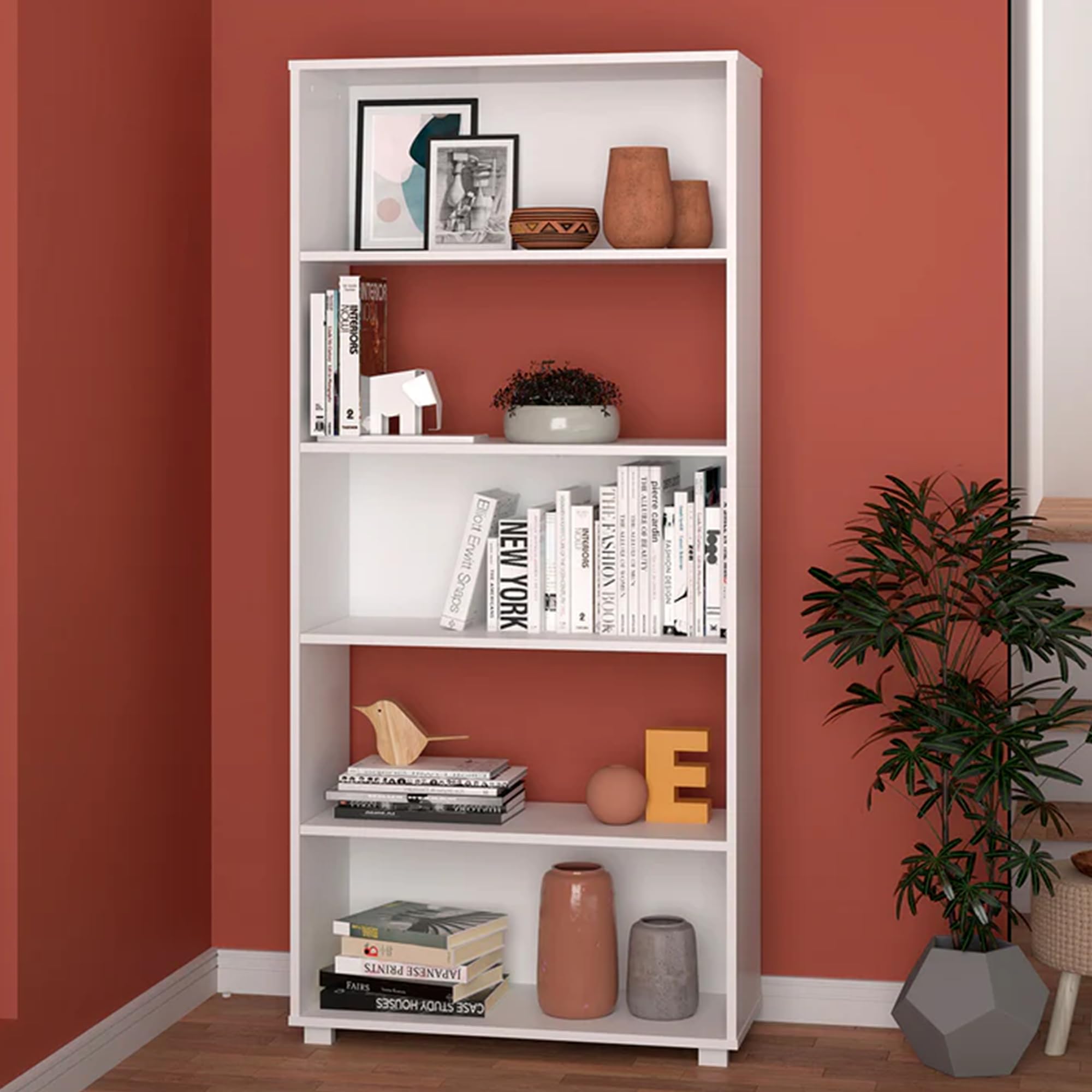 Modern White Bookcase - Sturdy Wooden Bookshelf for Home & Office - Perfect for Living Room, Bedroom, or Study Organization