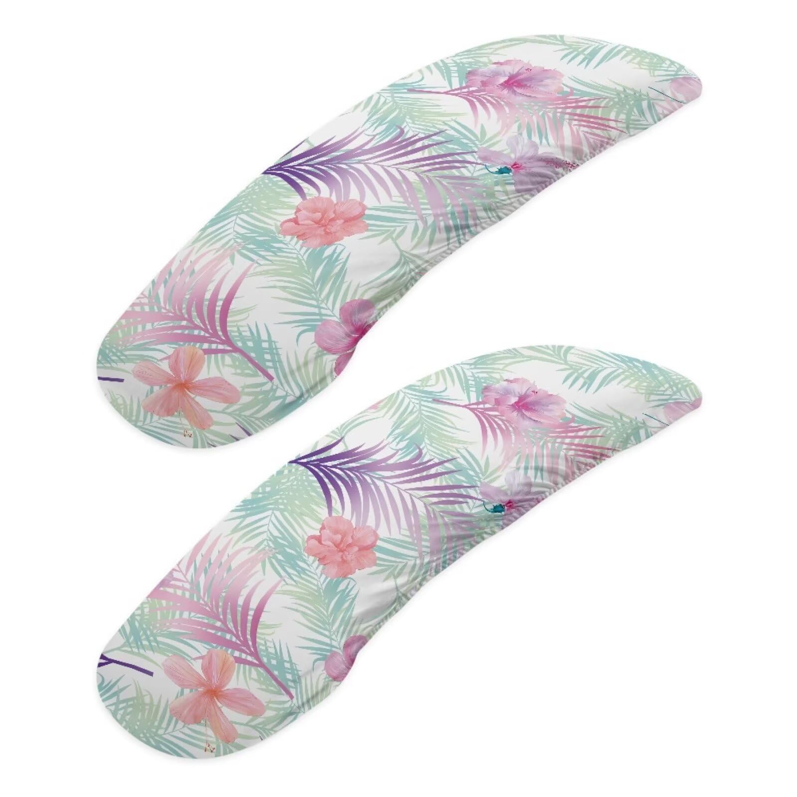 Palm Tree Flower Printed Gaming Chair Arm Rest Covers - 2 Pack Stretchable Polyester Office Chair Arm Protectors with Elastic Band for Comfort & Style | Perfect for Home Office, Gaming Setup & Workspace Decor