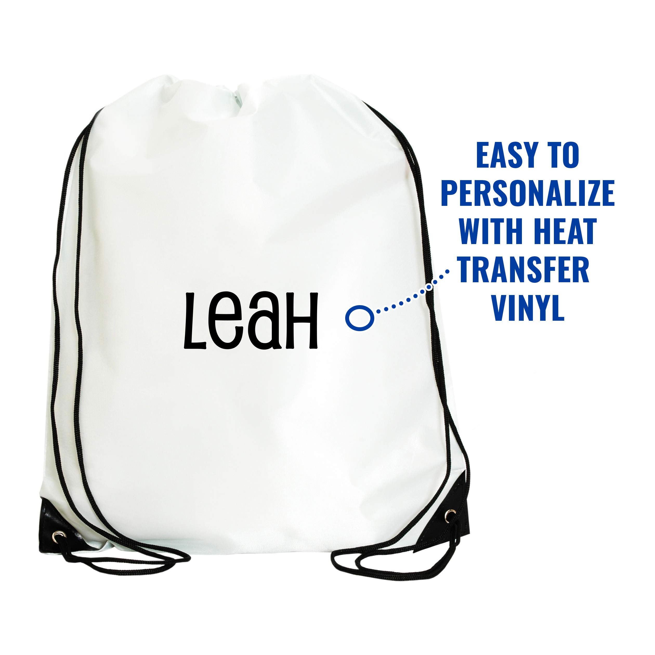 Threadart Drawstring Backpacks - Pack of 10 White Sports Cinch Sack String Backpacks for Gym, Storage & Travel - Large 15
