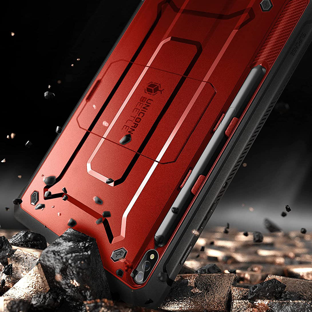 Samsung Galaxy Tab S7 FE 12.4 Inch (2021) Rugged Protective Case - Unicorn Beetle Pro Series Shockproof Cover with Built-in Screen Protector, Metallic Red | Perfect for Construction, Outdoor Adventures & Heavy-Duty Use