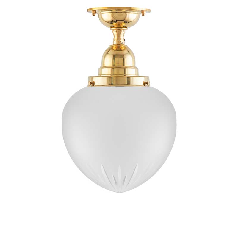 Byström 100 Brass Ceiling Lamp with Frosted Glass Shade - Modern Bathroom Lighting Fixture for Home & Spa Decor