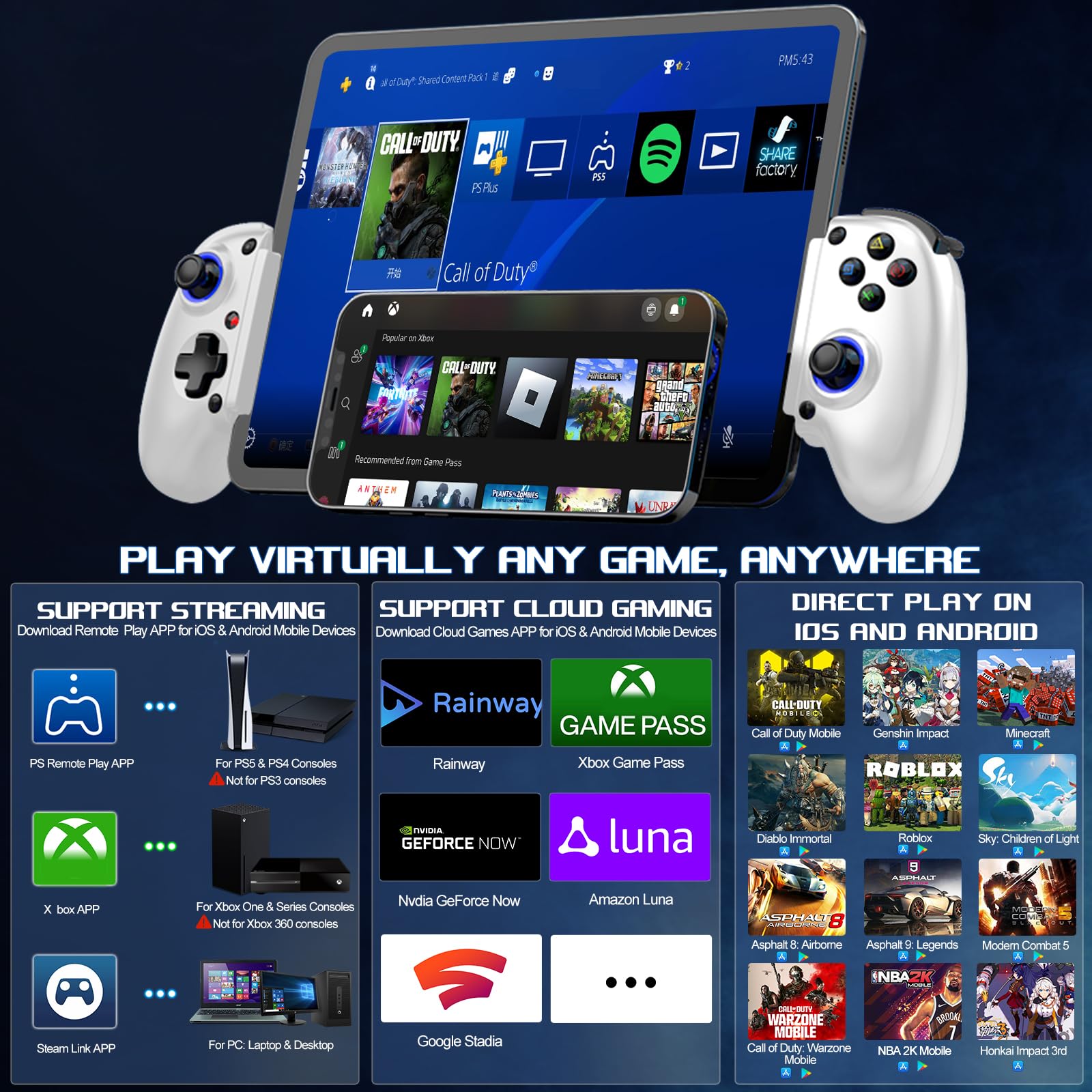 Original Title: arVin Controller for iPhone   Optimized Title: Wireless Gaming Controller for iPhone - arVin Bluetooth Gamepad | Compatible with iOS, iPad, Apple Arcade & Mobile Games | Perfect for Fortnite, Call of Duty & Cloud Gaming
