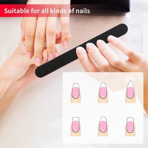 MISKEEN - 3 Pack Professional 2-in-1 Double Sided Nail Files 100/180 Grit for Natural & Artificial Nails, Acrylic Tips, Nail Extensions - Perfect for Salon, Home Manicure & Pedicure Care