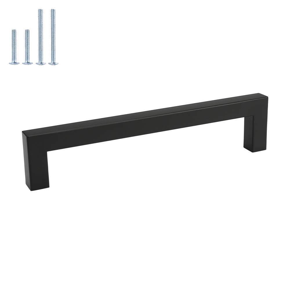 45 Pack Black Cabinet Handles & Drawer Pulls - 6-1/4 Inch Hole Centers, HDJ12BK - Matte Black Kitchen Cabinet Hardware for Cabinets, Dressers, Wardrobes & Furniture (Perfect for Kitchen Remodeling, Bathroom Vanities & Office Storage)