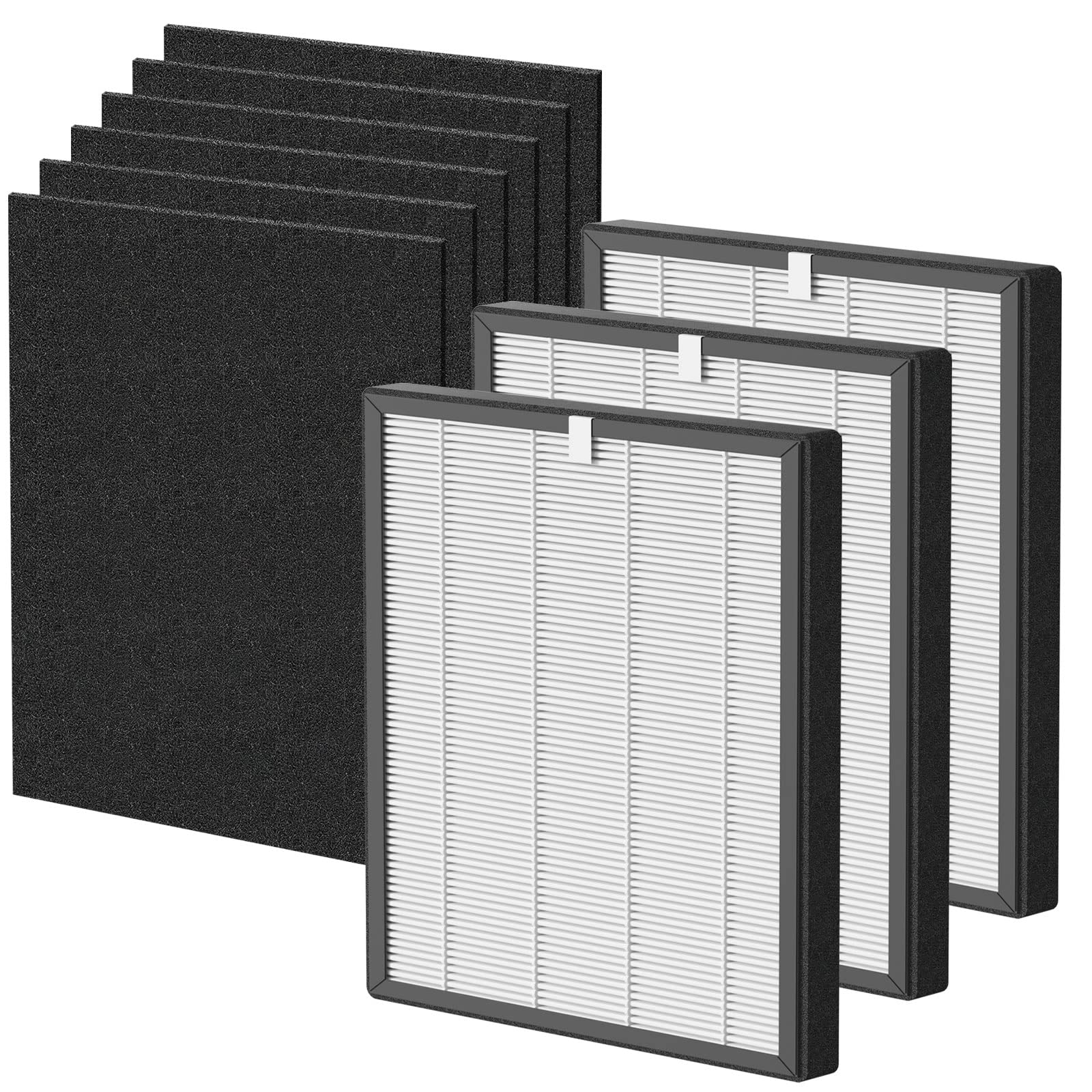VEVA ProHEPA 9000 Replacement Air Filters - 3 True HEPA + 6 Activated Carbon Filters for VEVA ProHEPA 9000 Air Purifier | Improves Indoor Air Quality for Allergies, Pets & Smoke | Perfect for Home, Office & Bedroom Use
