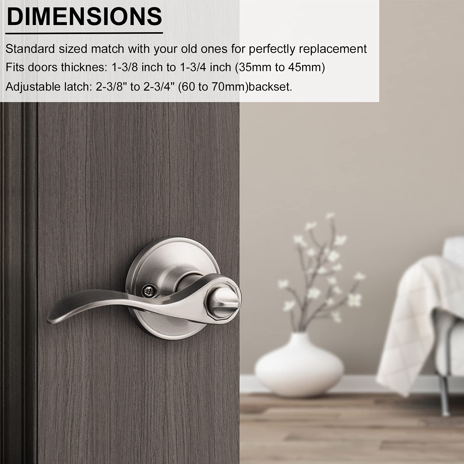 10 Pack Brushed Nickel Door Levers - Left or Right Handed Entry Door Handles with Keyed Lockset - Perfect for Home, Office & Commercial Entrance Doors