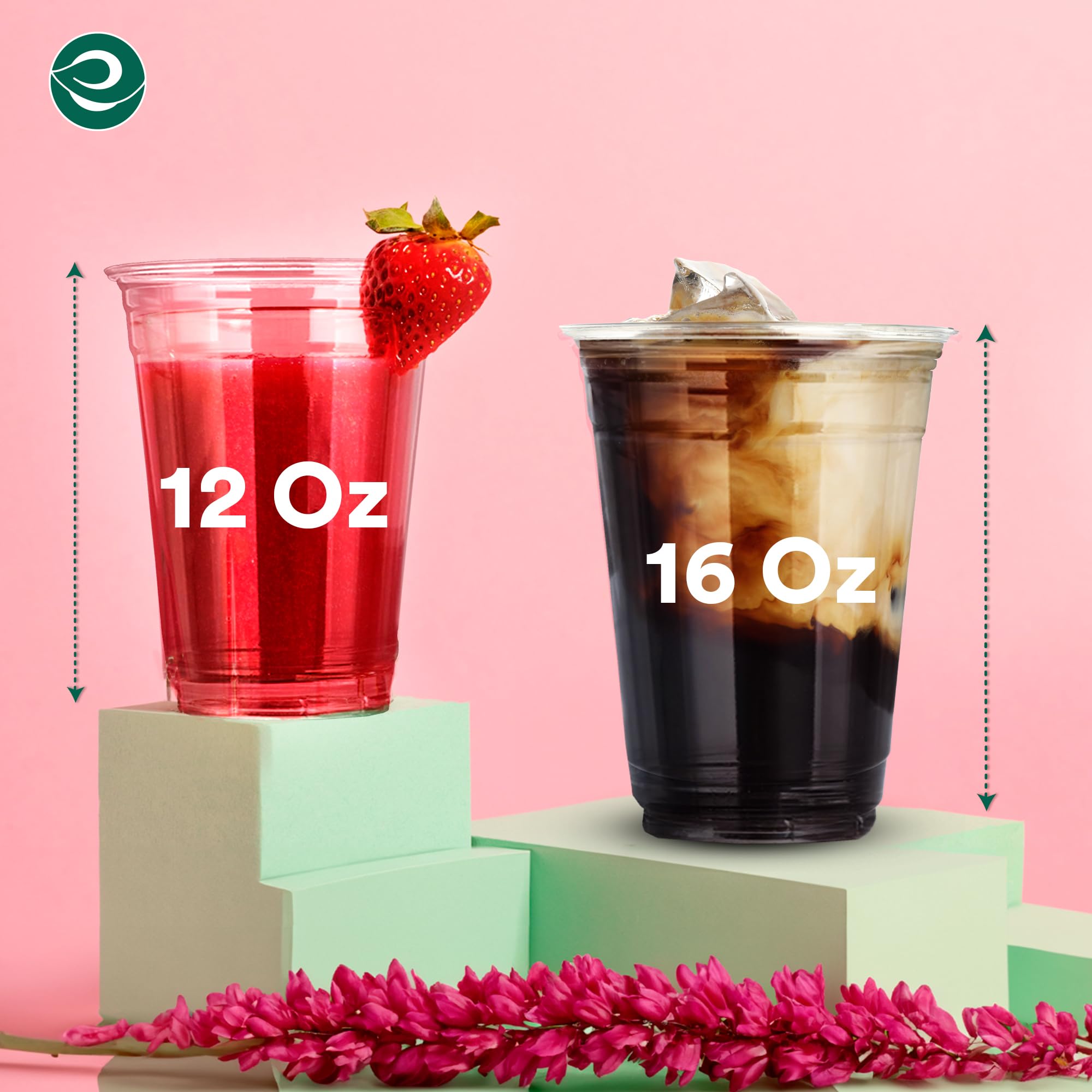 ECO SOUL 100% Compostable Disposable Party Cups - 16oz Eco-Friendly Cold Drink Cups (100 Count) | Biodegradable Compostable Cups for Parties, Picnics, BBQs & Outdoor Events