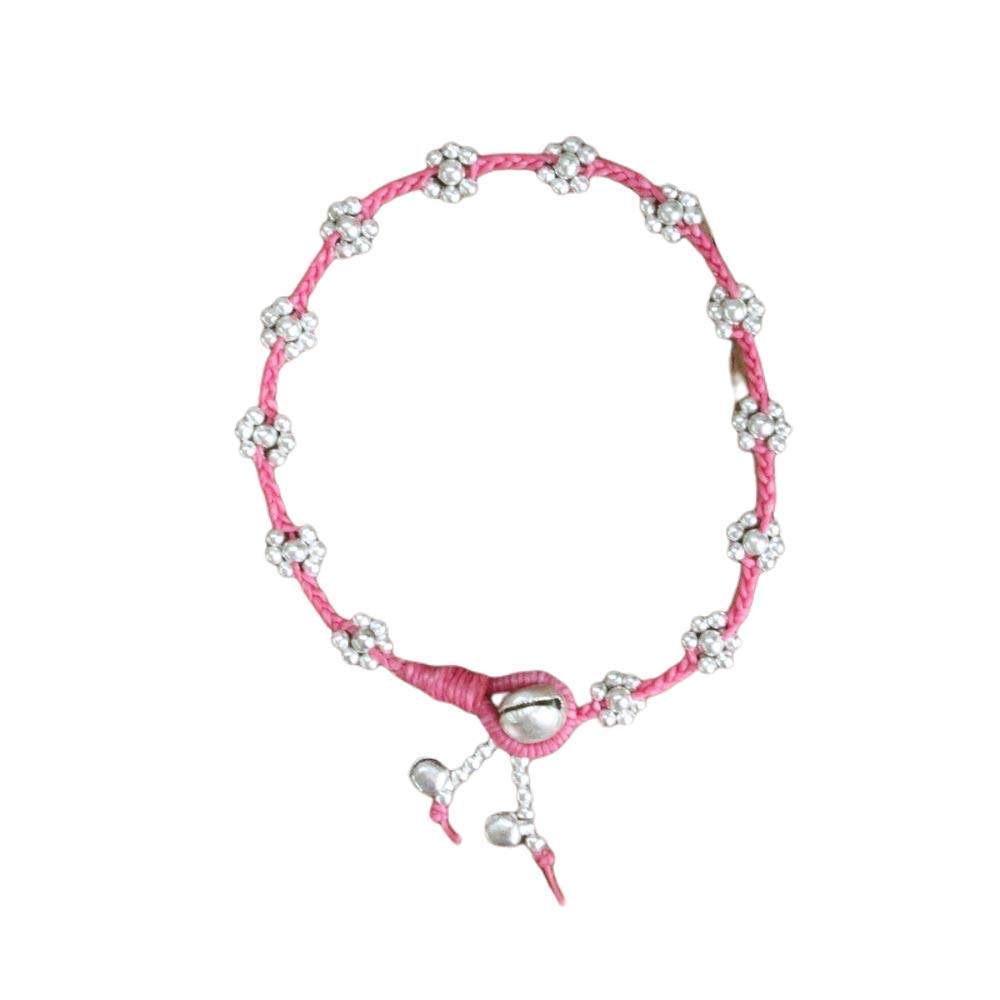 Handmade Pink Daisy Boho Anklet Bracelet for Women & Girls - Cute Simple Bohemian Ankle Jewelry, Perfect Birthday Gift for Her - Ideal for Beach Vacations, Summer Outfits, and Boho Fashion Styles