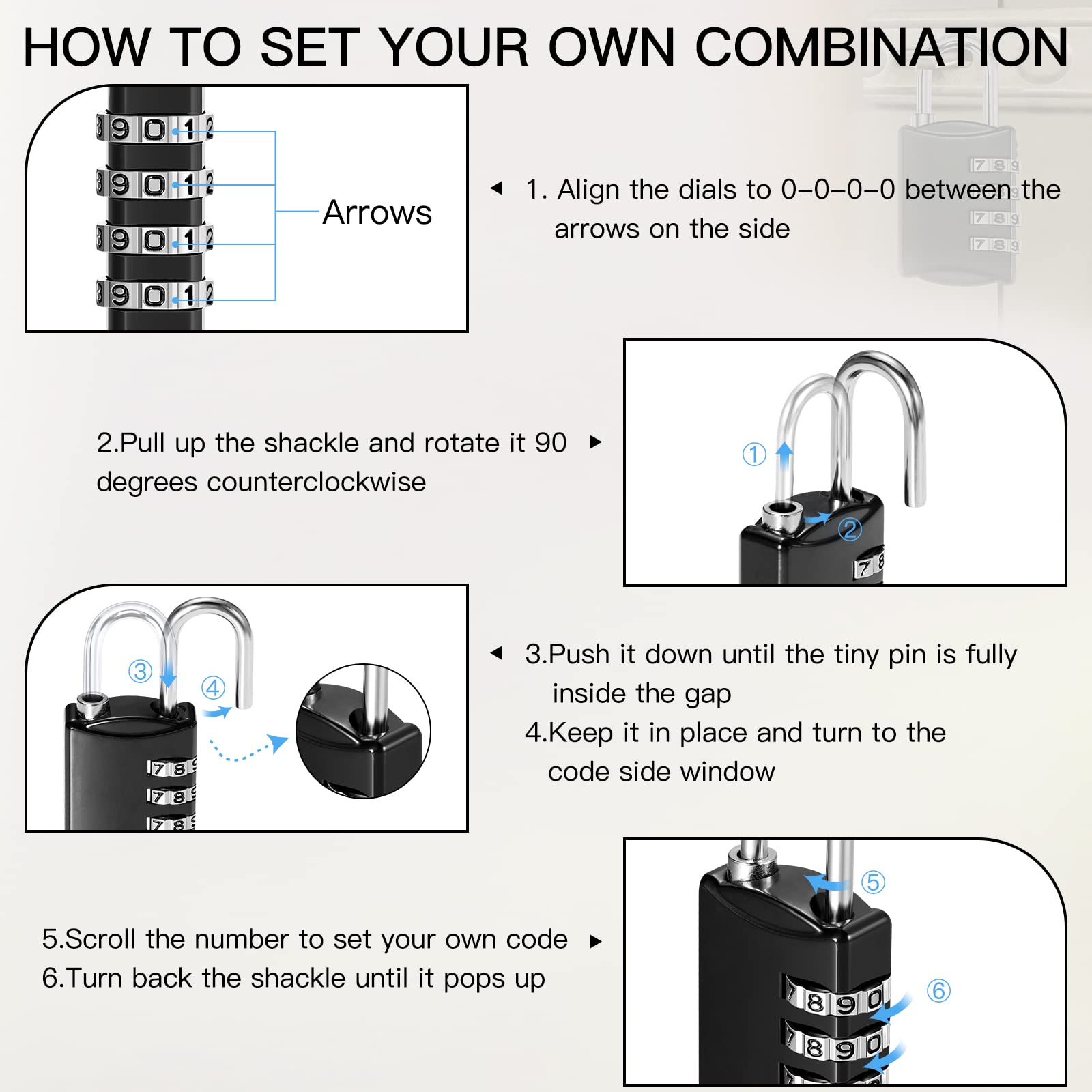 10 Pack 4 Digit Combination Locks - Small Waterproof Padlocks for Luggage, Toolbox, Gym Lockers, Suitcases & Storage | Secure Travel, Outdoor & Employee Use