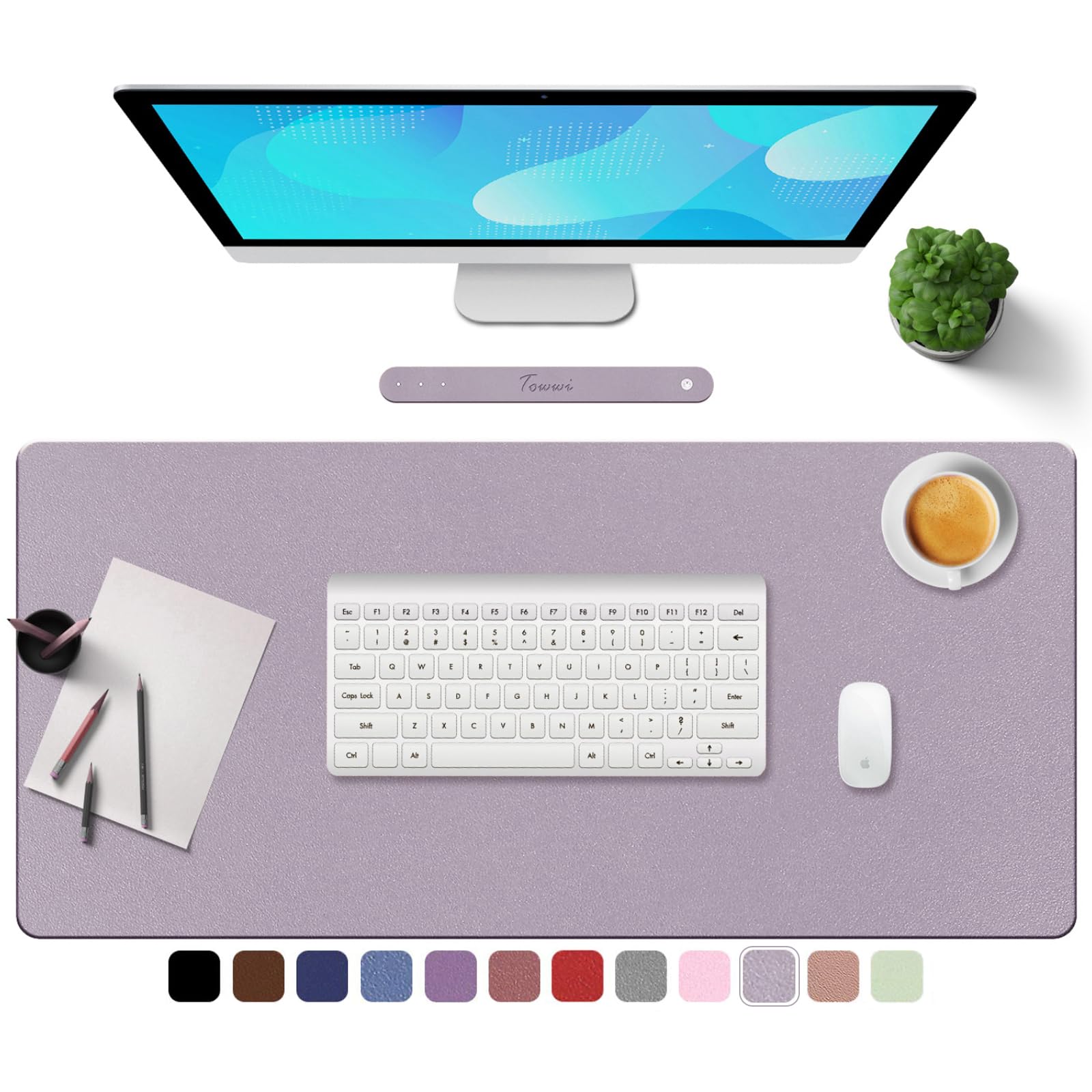 TOWWI PU Leather Desk Pad with Suede Base - 24