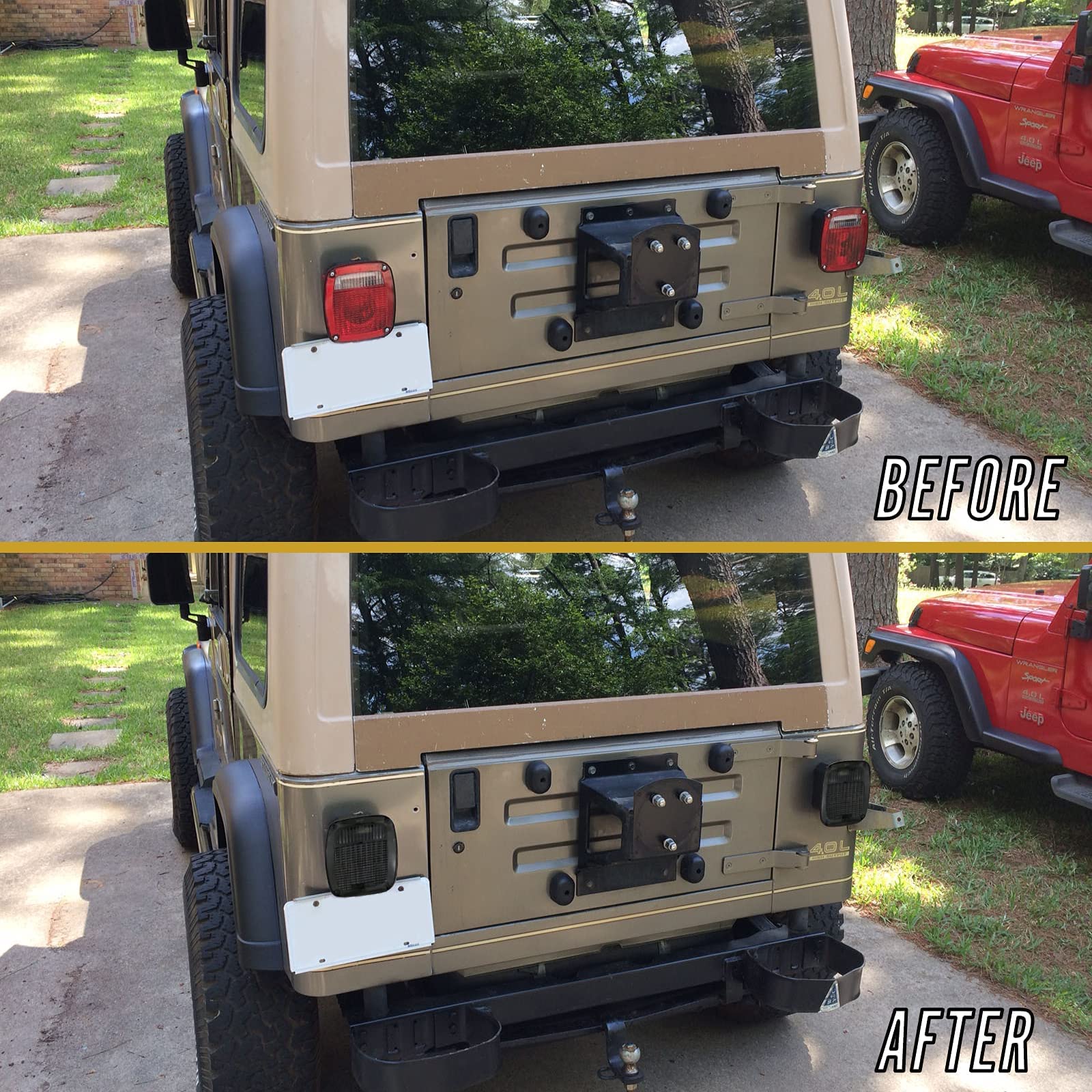 USR DEPO 97-06 Jeep Wrangler TJ Tail Lights with White LED Side Marker Lights - Smoked Lens 6-Piece Plug & Play Combo Set - Fits 1997-2006 Wrangler TJ Models - Perfect for Off-Roading & Night Driving