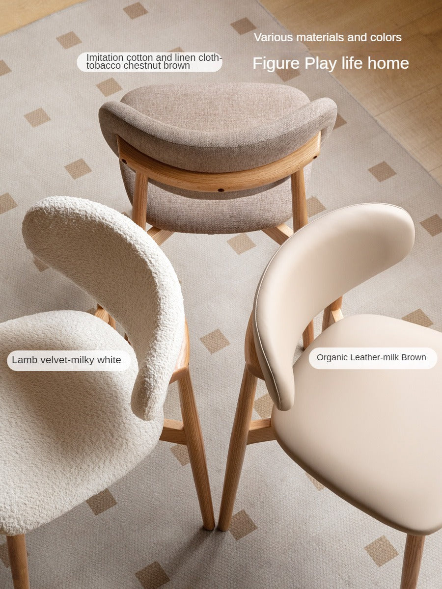 Solid Oak & Ash Wood Dining Chair with Lamb Velvet Cloud Cotton Upholstery - Comfortable Modern Farmhouse Style Seating for Kitchen, Dining Room & Breakfast Nook