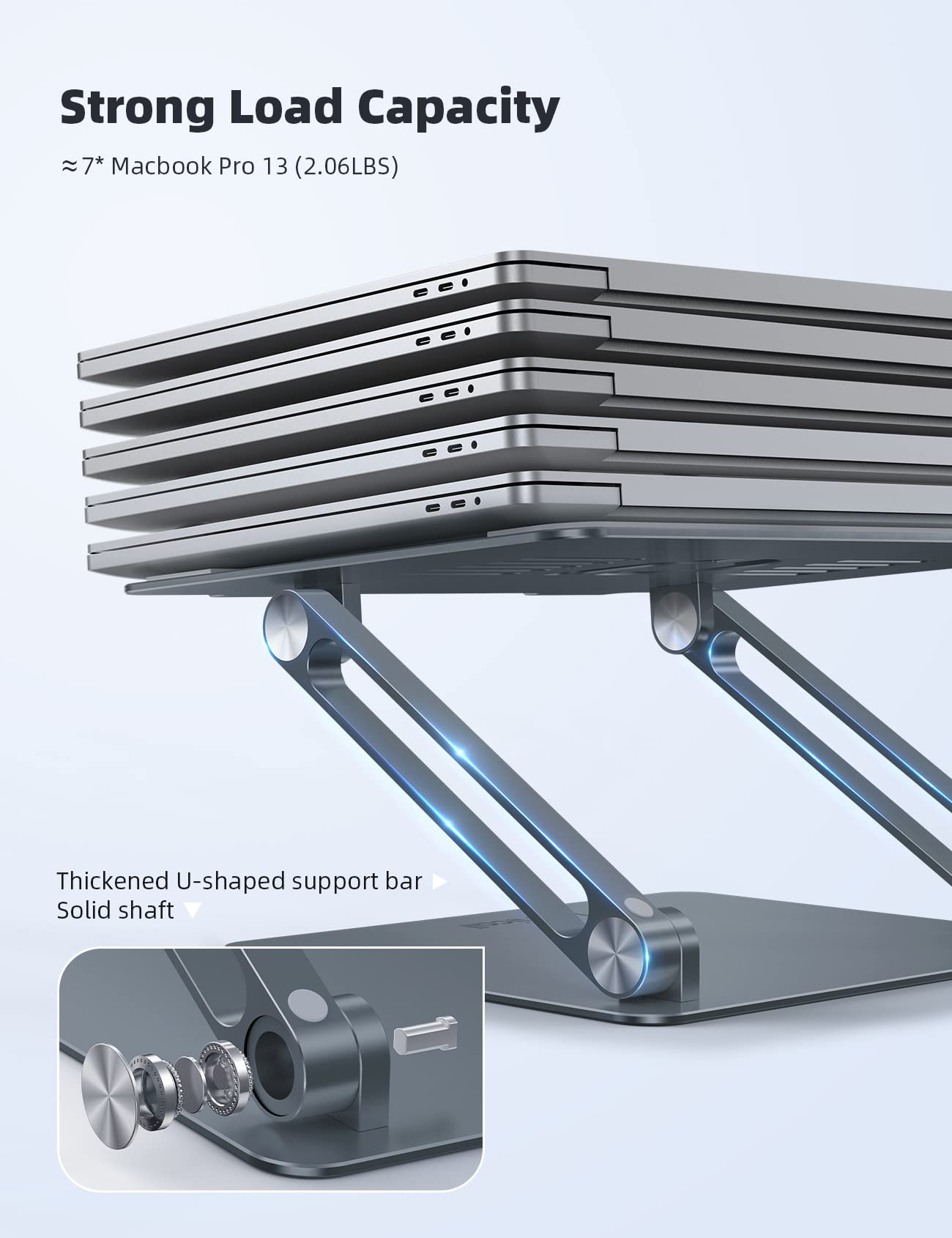 Lamicall Adjustable Laptop Stand for Desk - Portable Foldable Aluminum Laptop Riser, Ergonomic Computer Notebook Stand Holder for MacBook Air Pro, Dell XPS, HP (10-17.3 inch) - Grey | Perfect for Home Office, Workstation & Travel Use