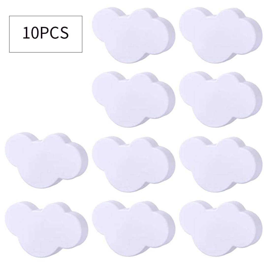 10PCS Kids Cartoon Cloud-Shaped Plastic Drawer Handles with Screws - White Furniture Knobs for Bedroom, Living Room & Kitchen | Durable & Child-Safe Cabinet Pulls for Nursery, Playroom & Kids' Furniture