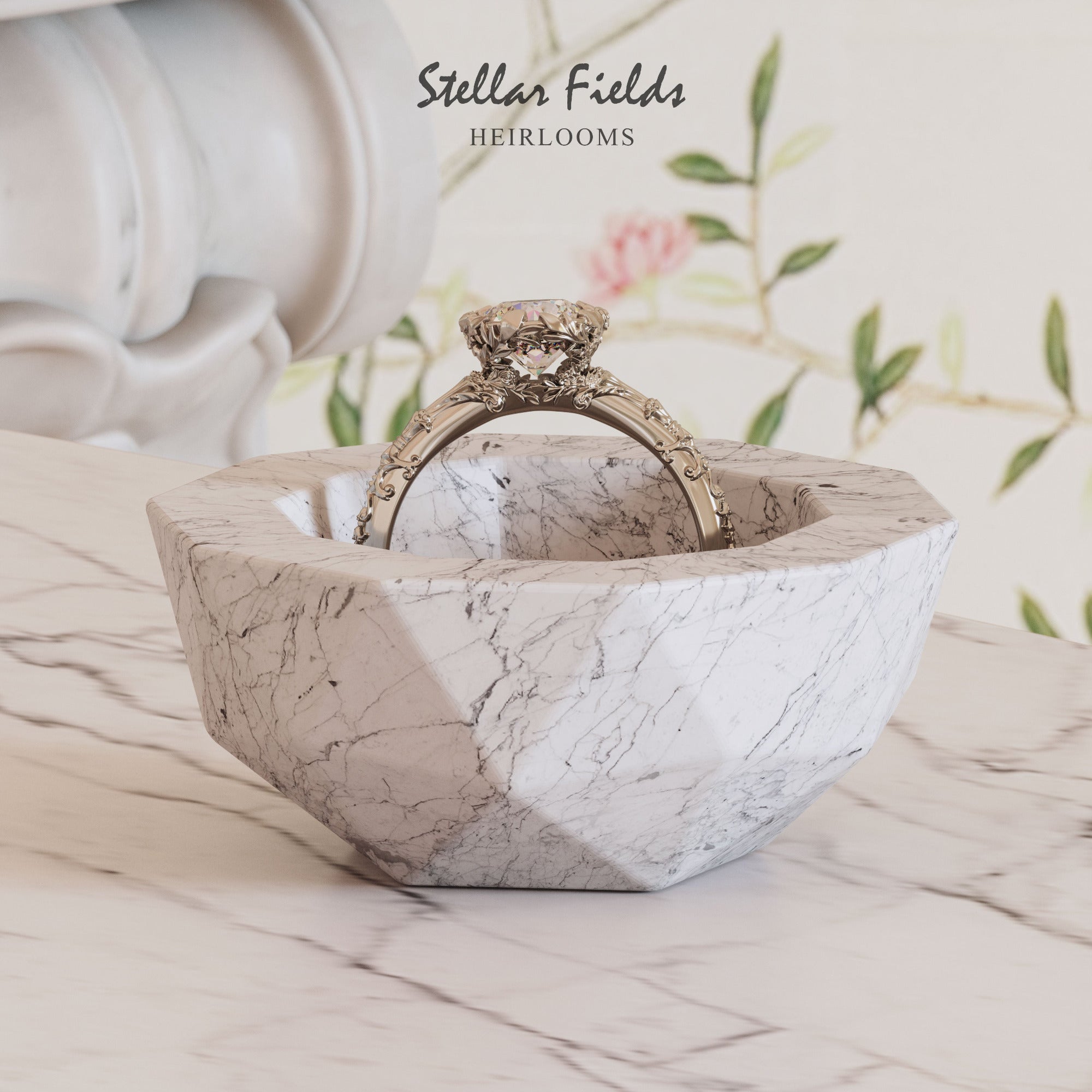 Custom Handmade Noah & Elise Heirloom Floral Engagement Ring - Unique Vintage-Inspired Design for Weddings, Proposals & Anniversary Gifts