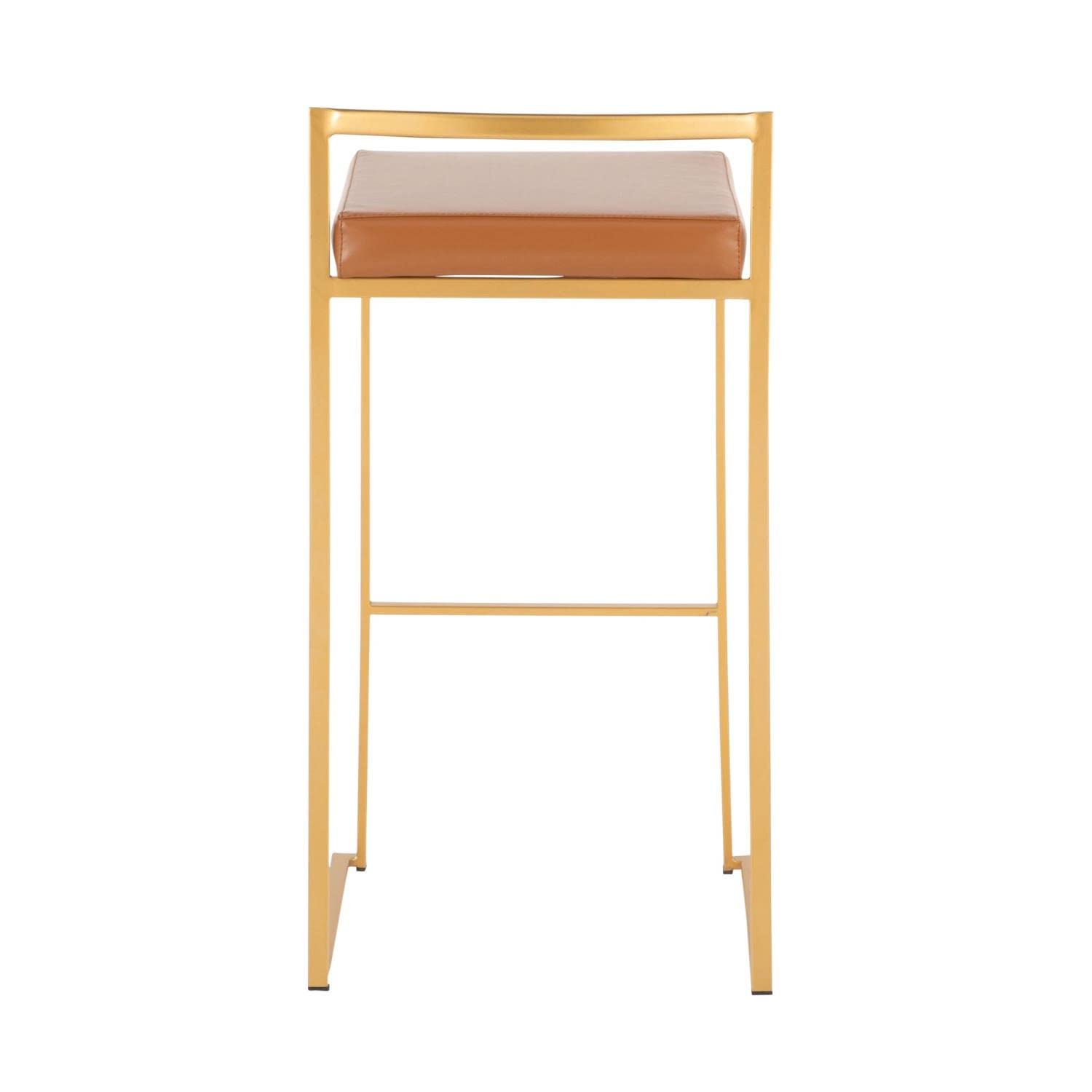 Fuji Stacker Bar Stool Set of 2 - Modern Counter Height Bar Chairs with Back Support for Kitchen Island, Breakfast Nook & Home Bar - Comfortable & Stylish Barstools for Dining & Entertaining