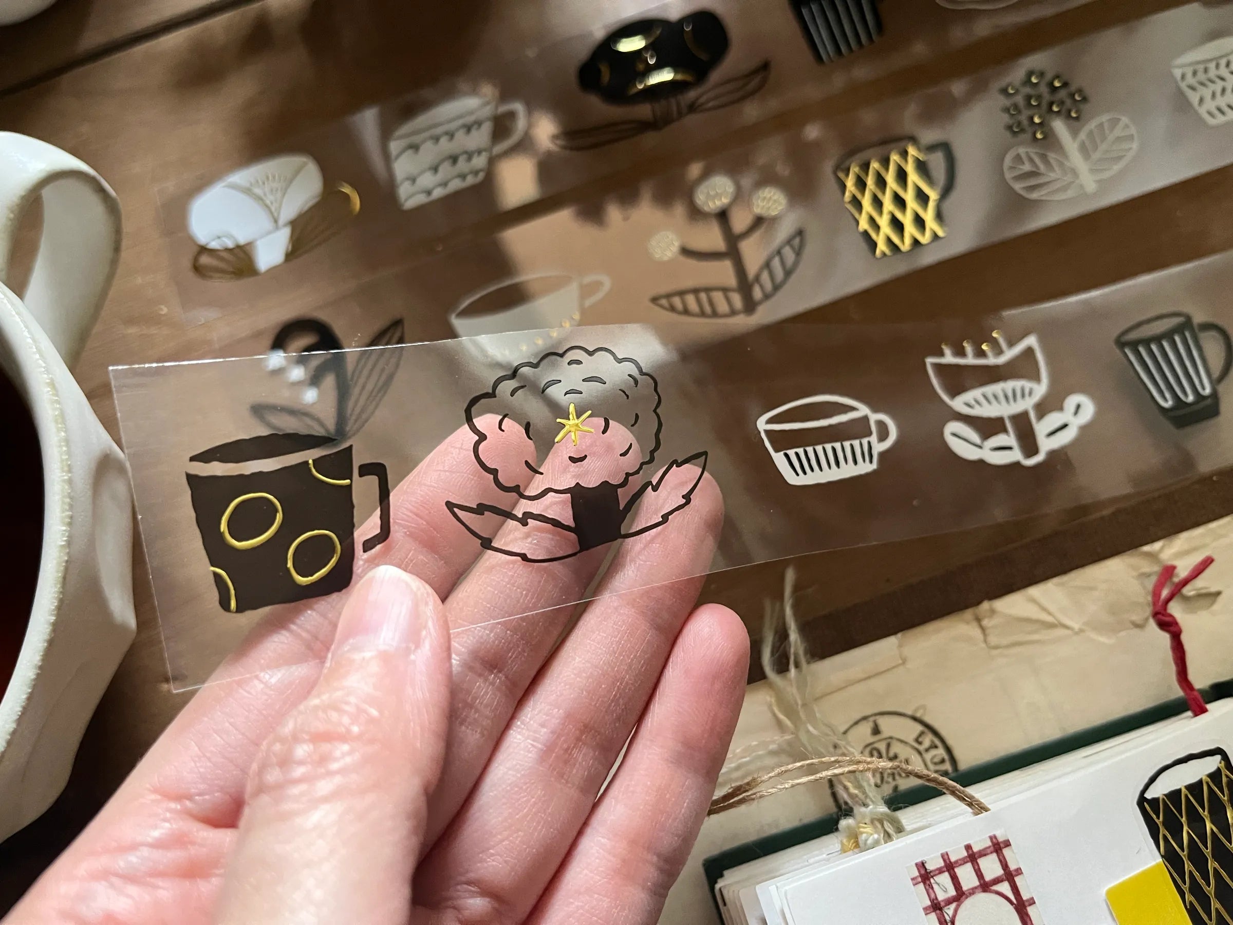 Avocadomori PET Tape Hanami Teatime - Japanese Washi Tape for Scrapbooking, Journaling, DIY Crafts (Perfect for Spring Decor, Tea Party Invitations, Floral Gift Wrapping)