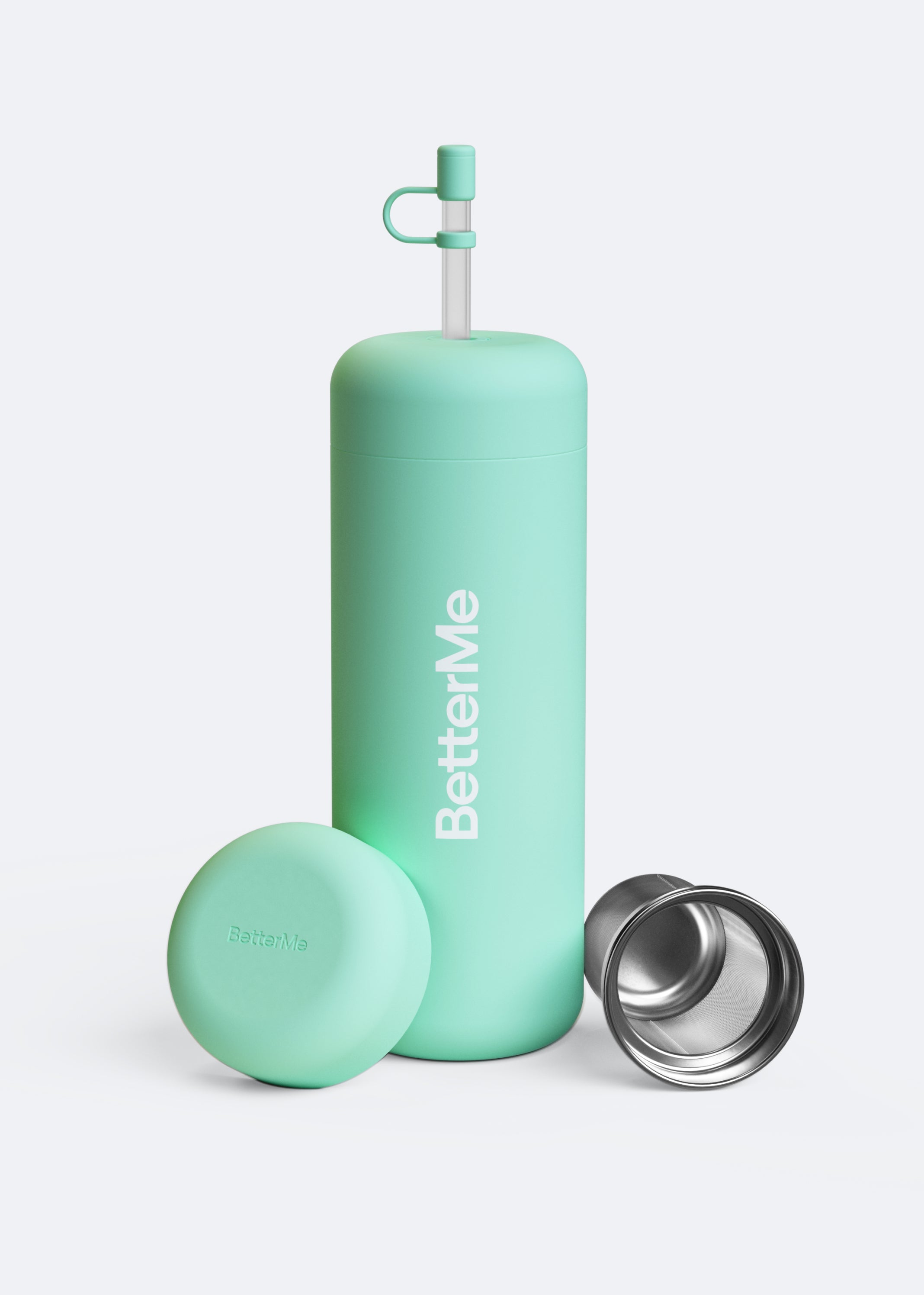 BetterMe Mint Infuser Water Bottle - 32oz Leakproof BPA-Free Glass Bottle with Strainer for Detox Tea & Fruit Infusions - Perfect for Gym, Yoga & Office Hydration