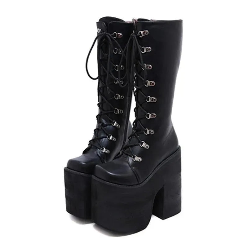 Thick Block Platform High Heel Boots for Women - Comfortable Chunky Heel Ankle Boots for Party, Night Out & Office Wear