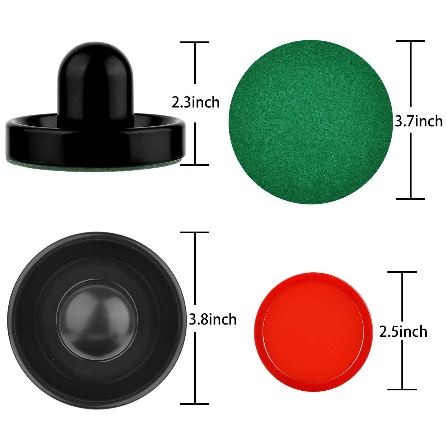 Coopay Air Hockey Paddles & Pucks Set - 4 Strikers & 8 Red Pucks Replacement Accessories for Game Tables - Perfect for Family Game Nights & Arcade Entertainment