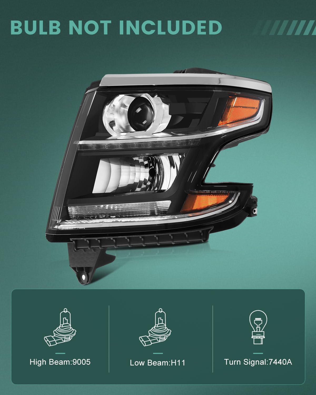 SCITOO Pair of LED Headlight Assembly for Chevrolet Suburban 2015-2020, Suburban 3500 HD 2016-2019 & Tahoe 2015-2020 - Replacement Headlights (Part #23387143, 23490006, Bulbs Not Included) - Perfect for Night Driving & Off-Road Adventures
